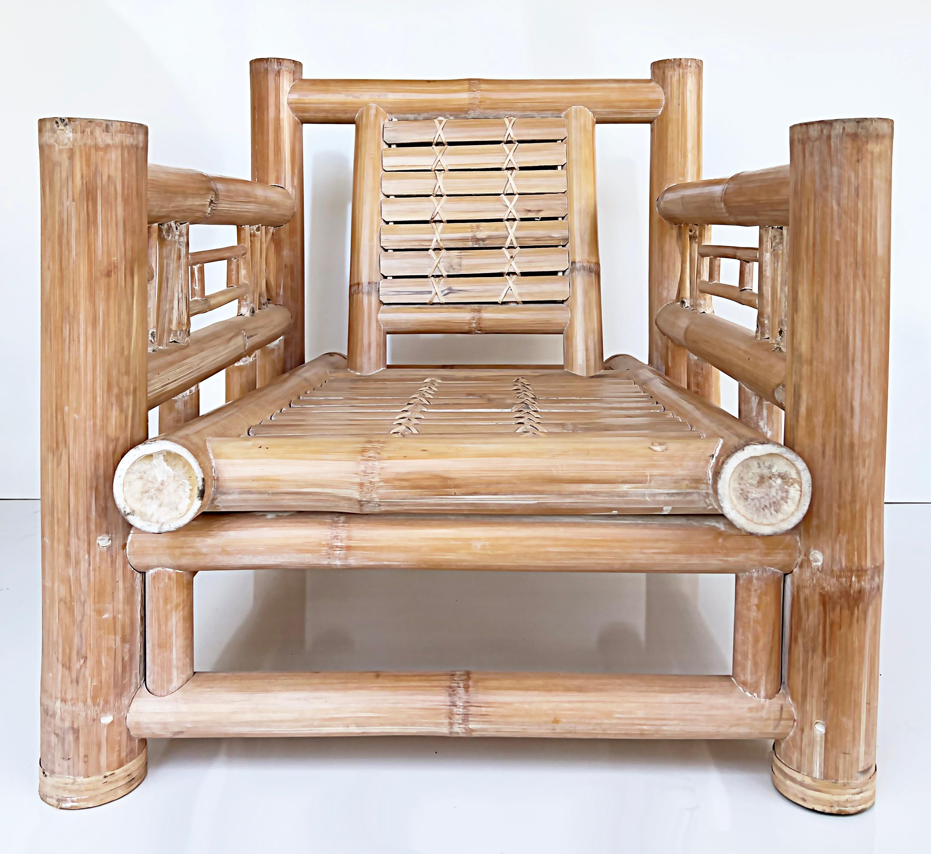 Antonio Budji Layug Style Vintage Coastal Bamboo Chair

Offered for sale is a vintage Coastal bamboo chair in the manner of Antonio Budji Layug. The frame has a white-washed bamboo finish. The chair does not have any cushions and can be fitted as