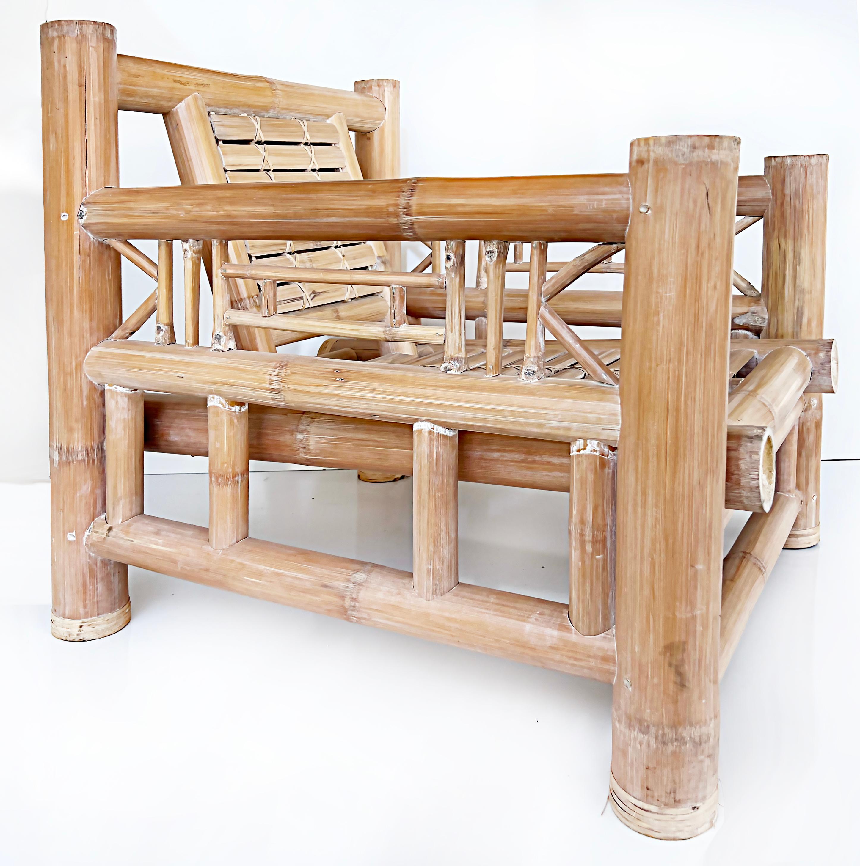 20th Century Antonio Budji Layug Style Vintage Coastal Bamboo Chair For Sale
