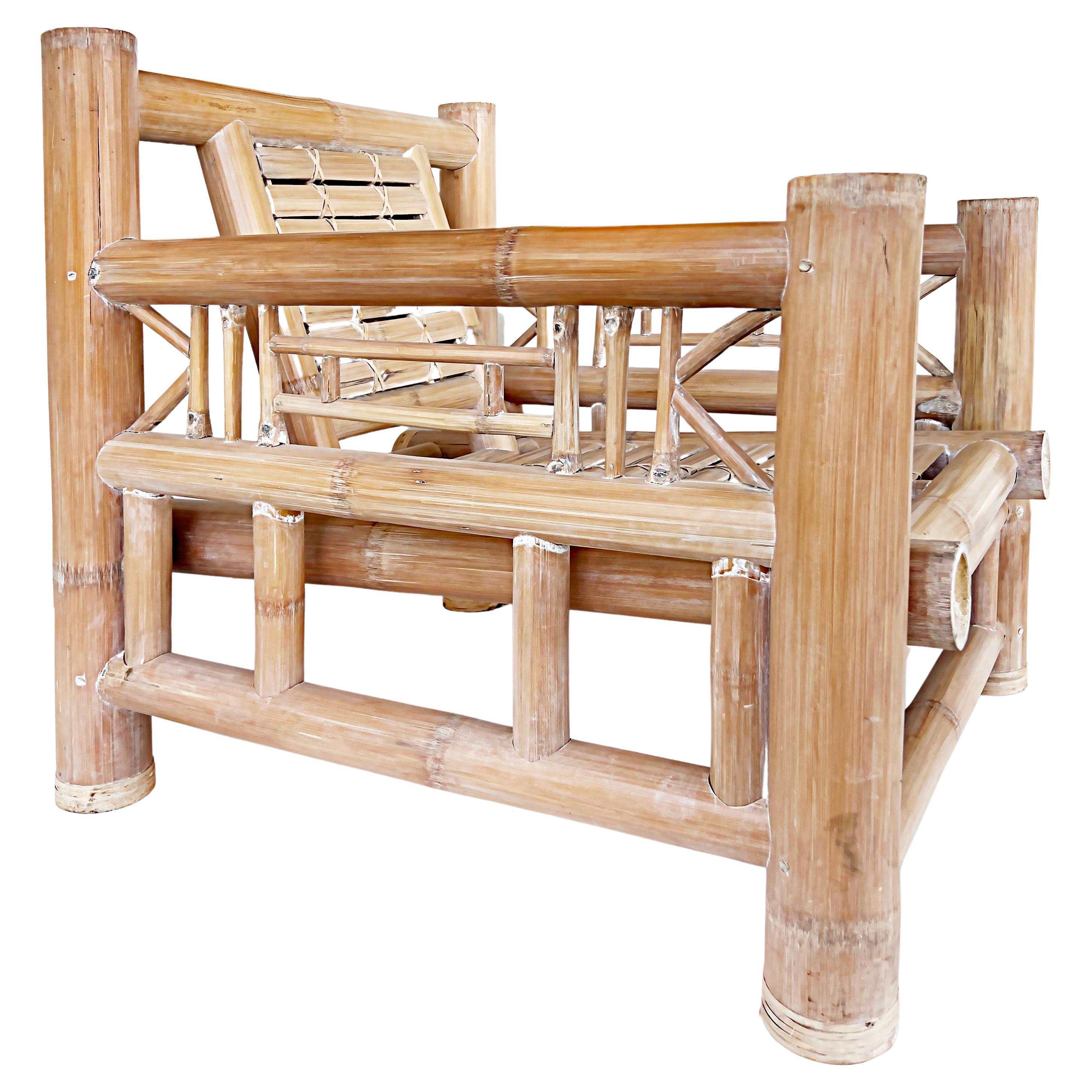Antonio Budji Layug Style Vintage Coastal Bamboo Chair For Sale