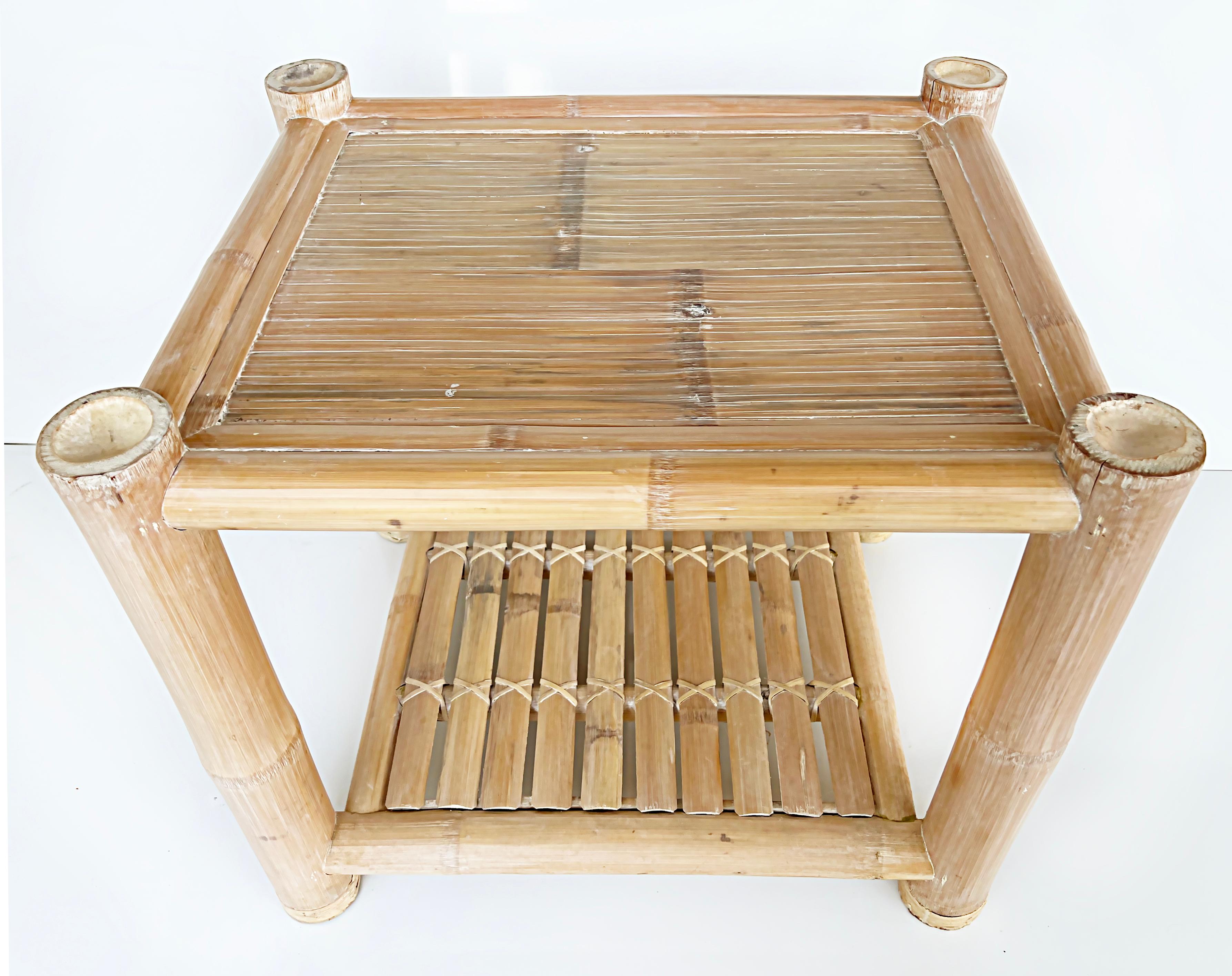 Antonio Budji Layug Style Vintage Coastal Bamboo Side Table In Good Condition For Sale In Miami, FL