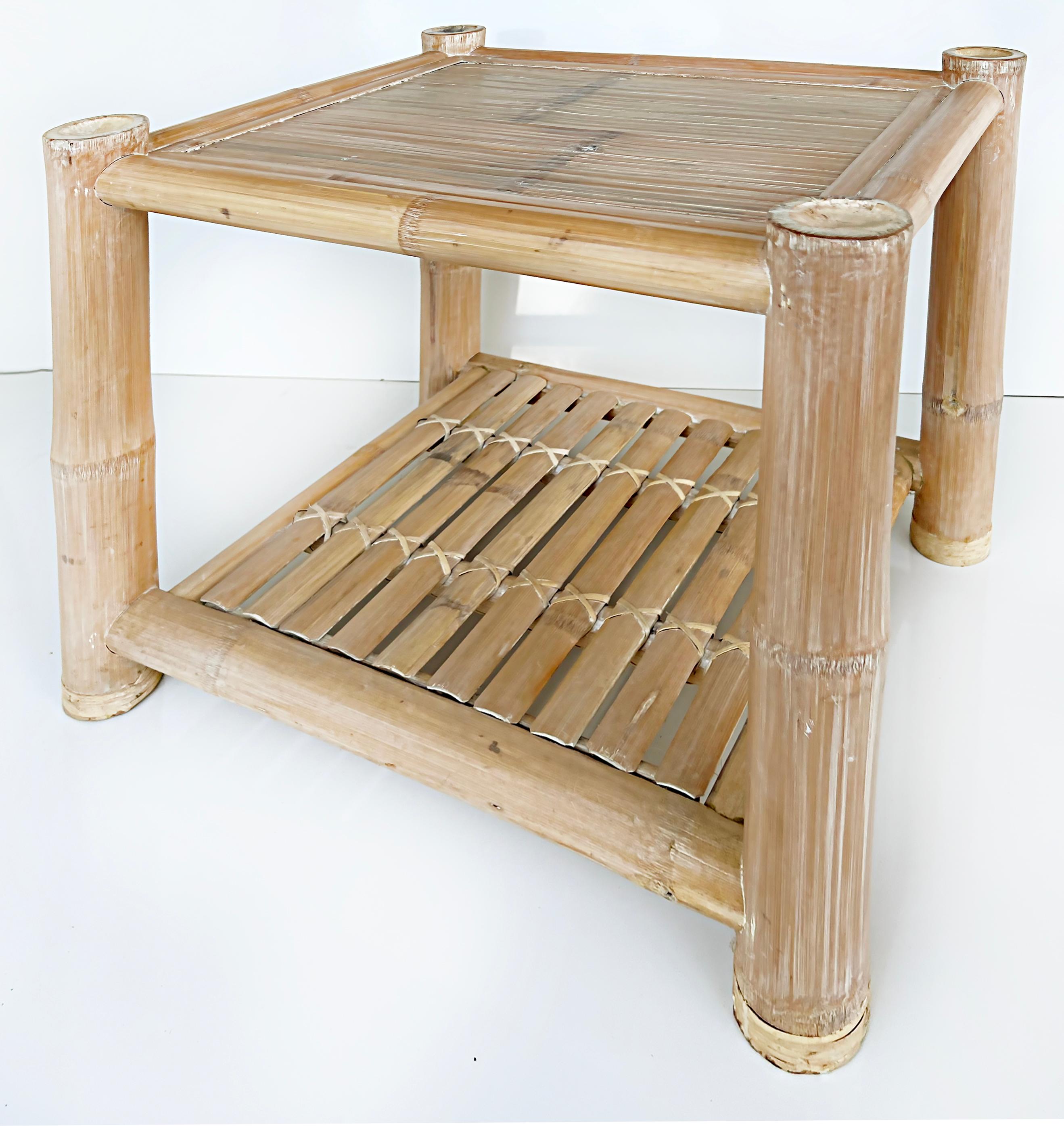 20th Century Antonio Budji Layug Style Vintage Coastal Bamboo Side Table For Sale