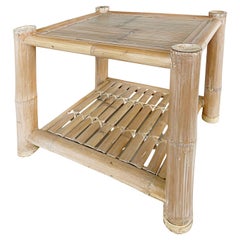 Antonio Budji Layug Style Vintage Coastal Bamboo Side Table