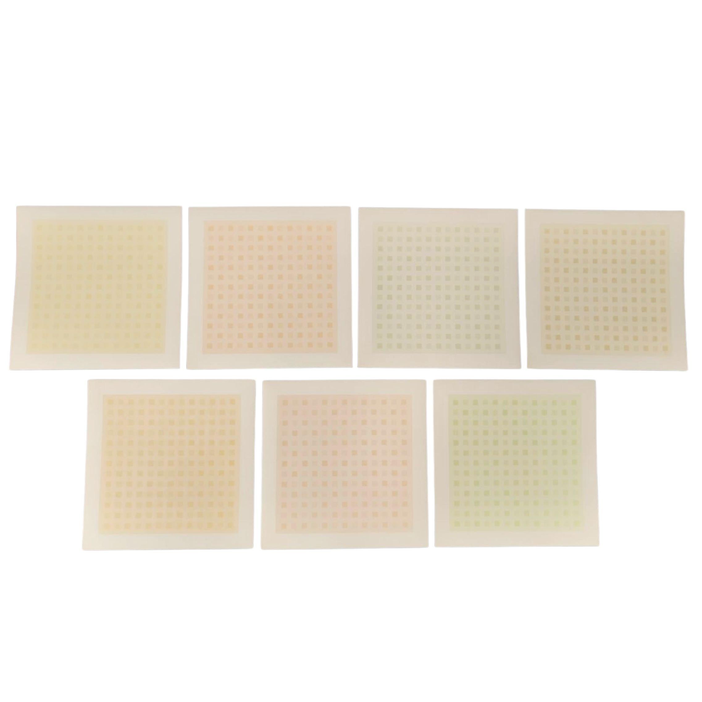 Antonio Calderara Abstract Print - Serigrafie di A. Calderara, "Tre tempi a modulo quadrato: ventun frequenze" 1974