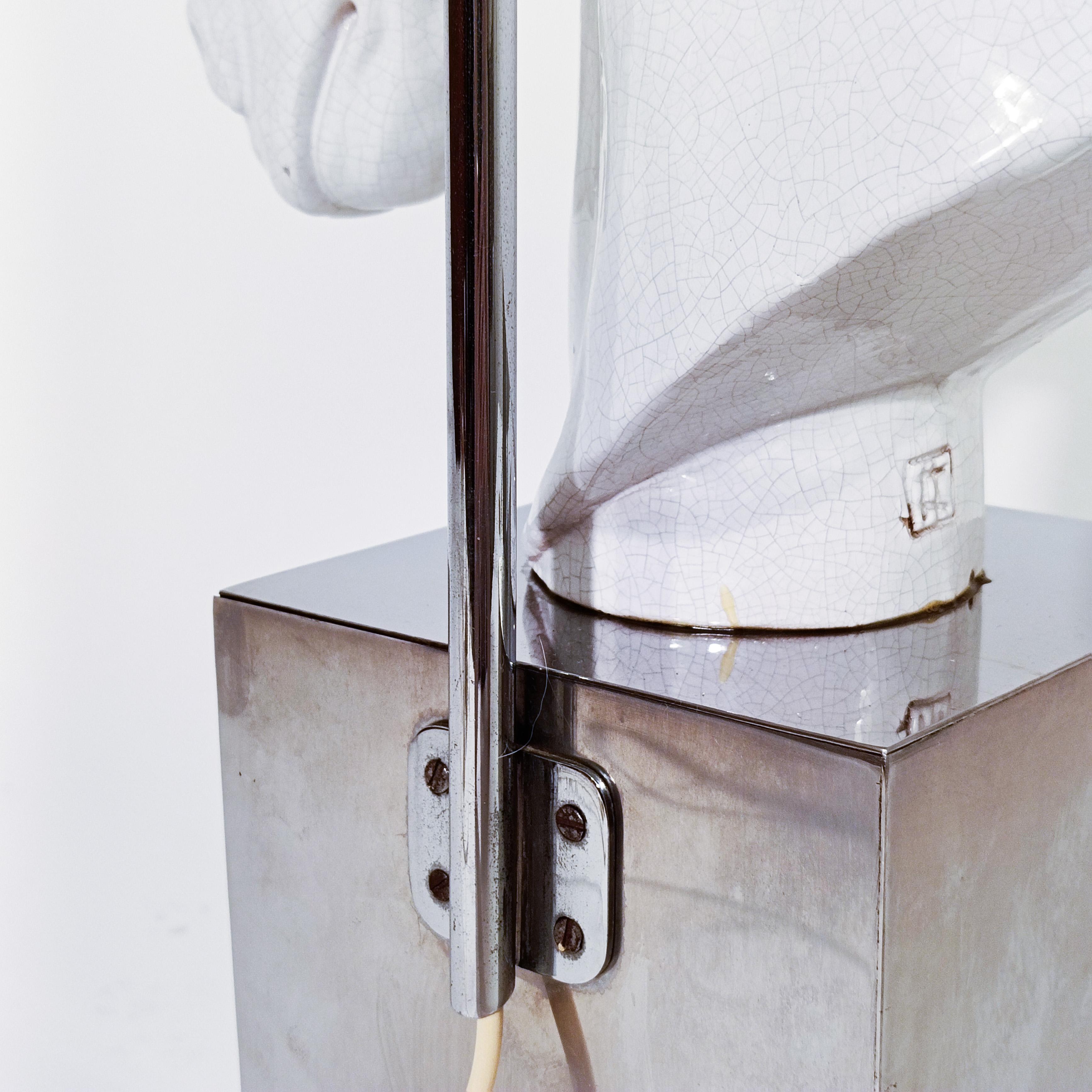 Antonio Campuzano. Lampe de table sculpture de cheval en céramique faite à la main, Espagne, années 1970 en vente 9