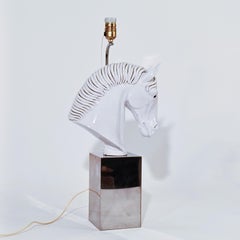 Antonio Campuzano. Handmade ceramic horse sculpture table lamp, Spain, 1970s