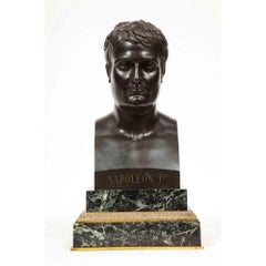 Squisito busto in bronzo patinato francese dell'imperatore Napoleone I, dopo Canova