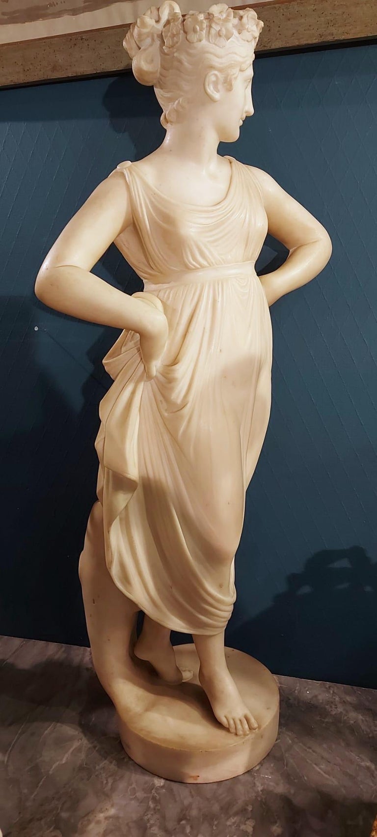 Neoclassical White Marble Sculpture of the DANCER 1870 For Sale at 1stDibs