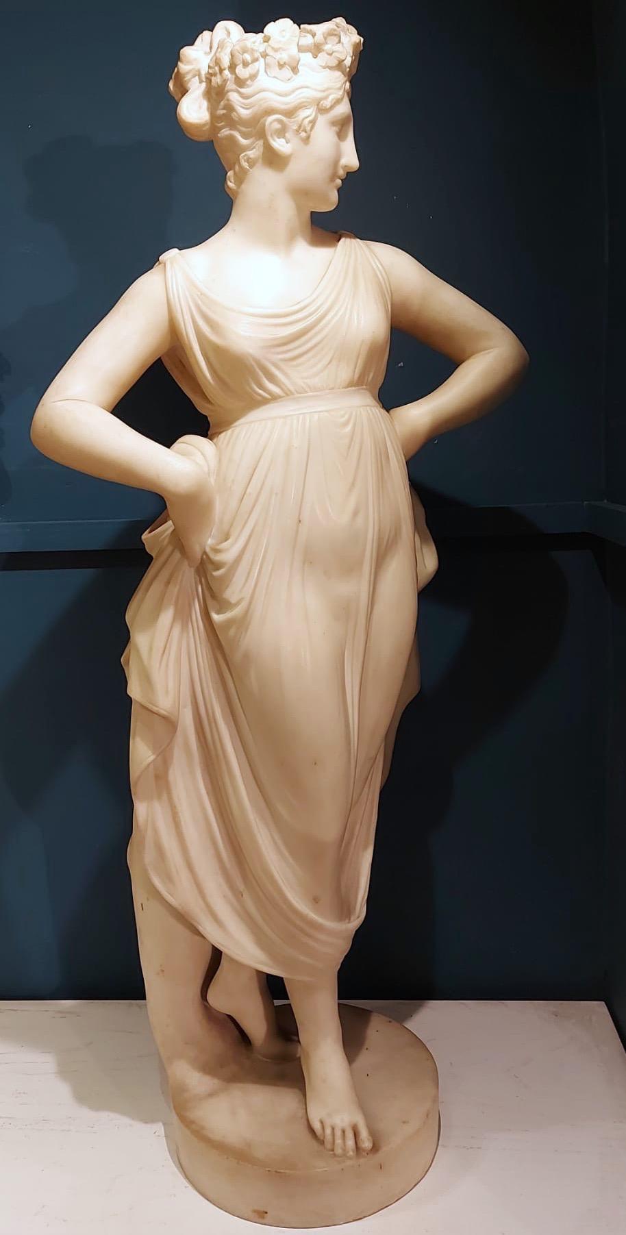 Antonio Canova Nude Sculpture -  Neoclassical White Marble Sculpture of the DANCER  1870 