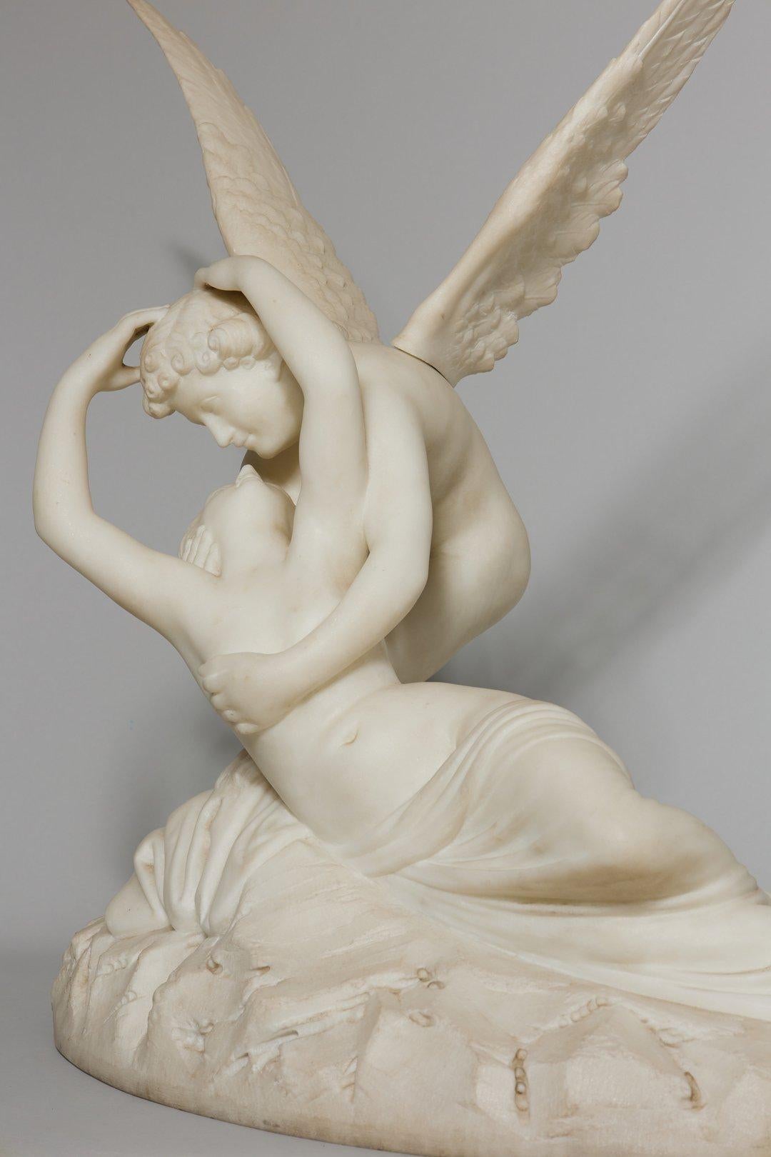 Psique resucitada por el beso de Cupido, gran escultura de mármol según Canova, s. XIX. en venta 1