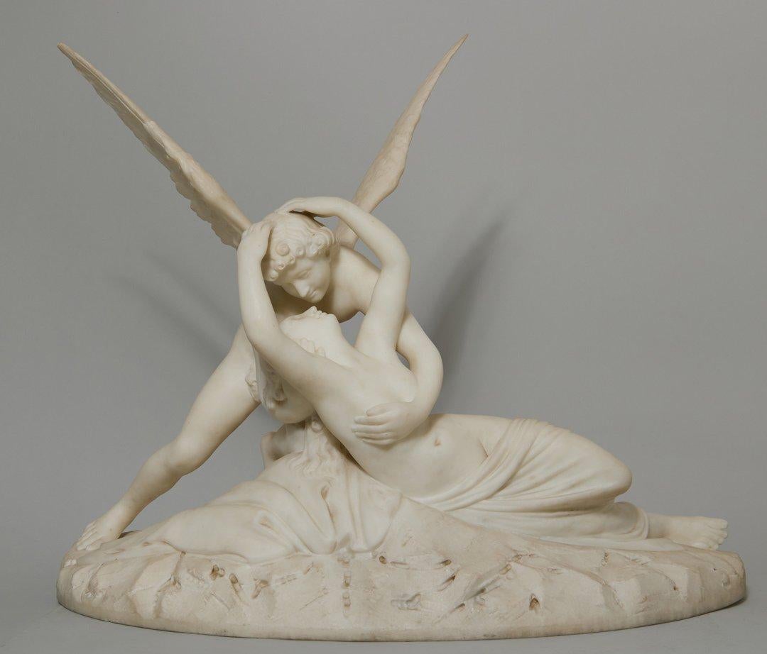 Psique resucitada por el beso de Cupido, gran escultura de mármol según Canova, s. XIX. en venta 2