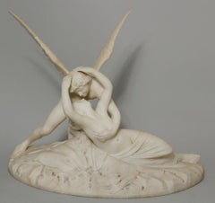 Psyche Revived by Cupid's Kiss, Large Marble Sculpture after Canova, 19th C.