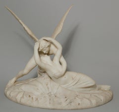 Psyche Revived by Cupid's Kiss, Large Marble Sculpture after Canova, 19th C.
