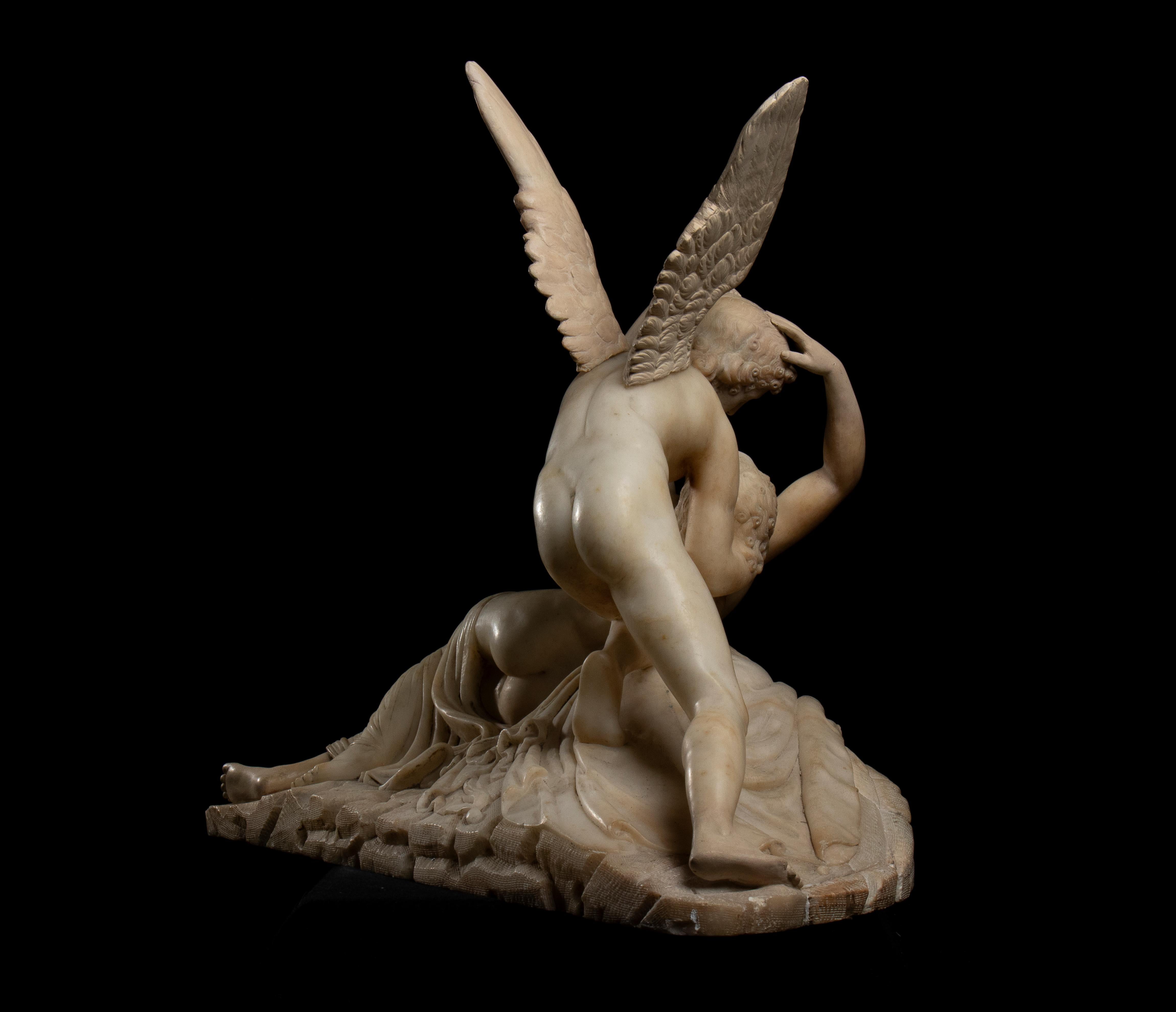 Scultura in marmo alabastro bianco Psiche ravvivata dal bacio di Cupido di A. Canova in vendita 5