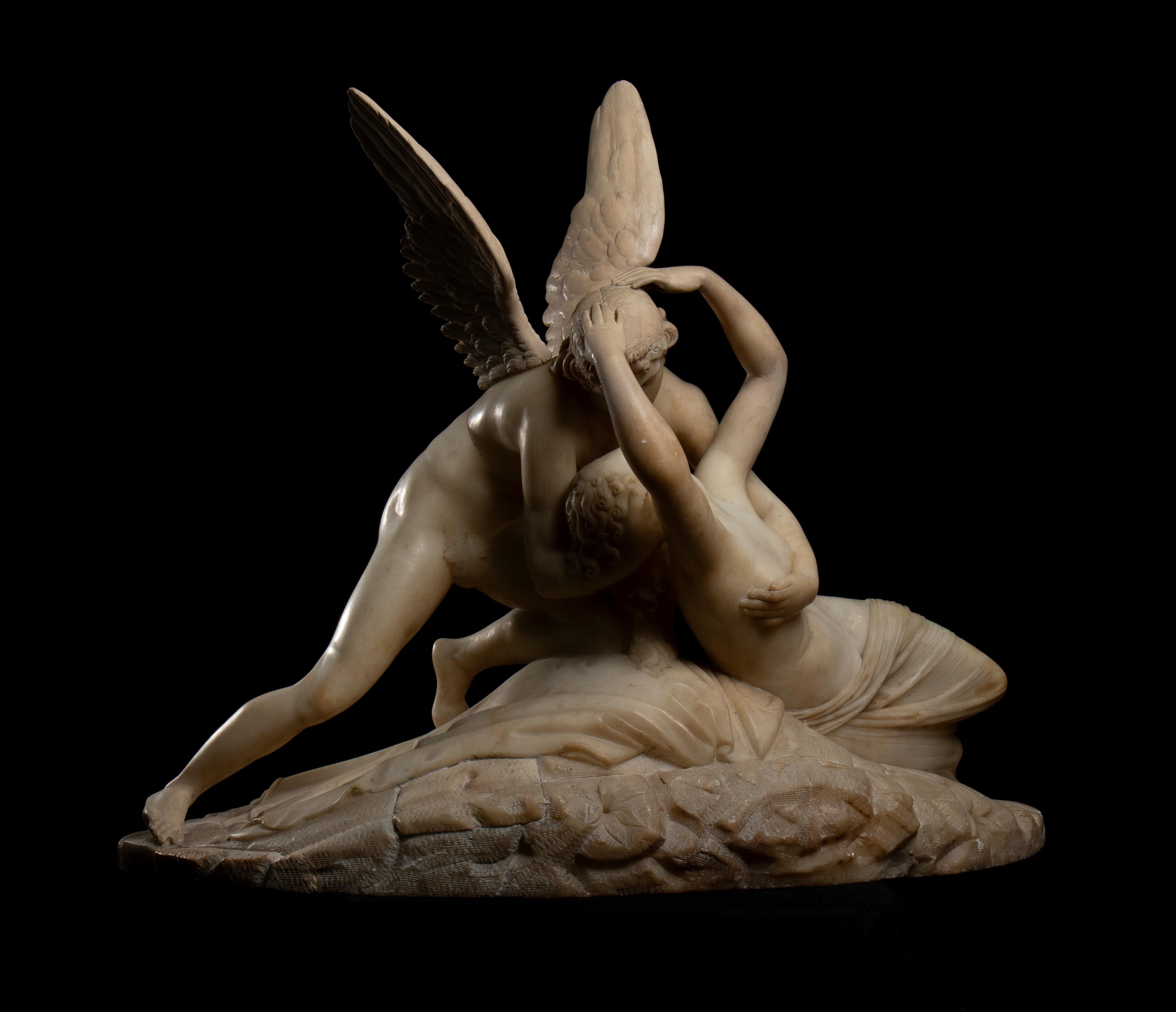 Scultura in marmo alabastro bianco Psiche ravvivata dal bacio di Cupido di A. Canova in vendita 8