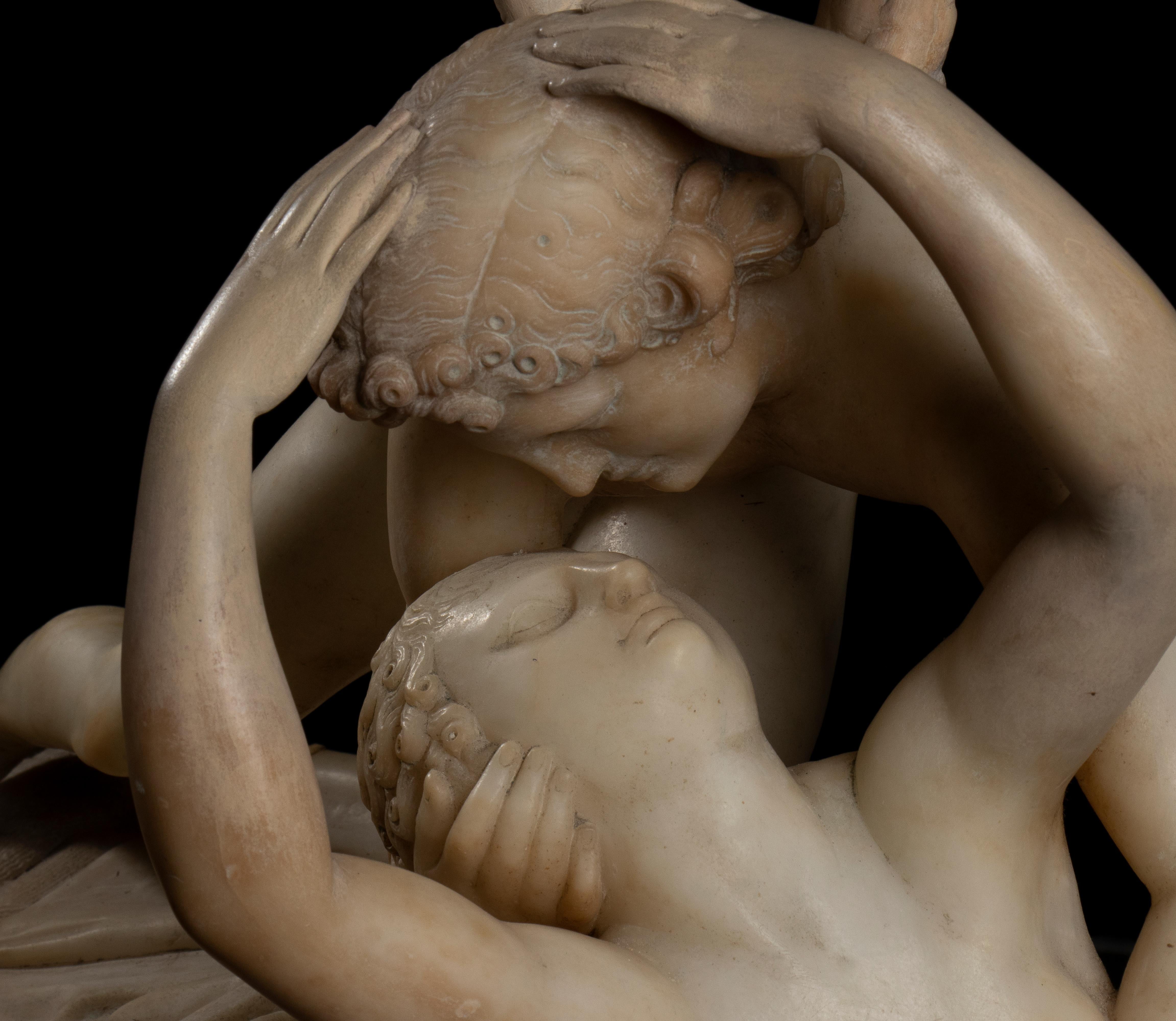 Scultura in marmo alabastro bianco Psiche ravvivata dal bacio di Cupido di A. Canova in vendita 9
