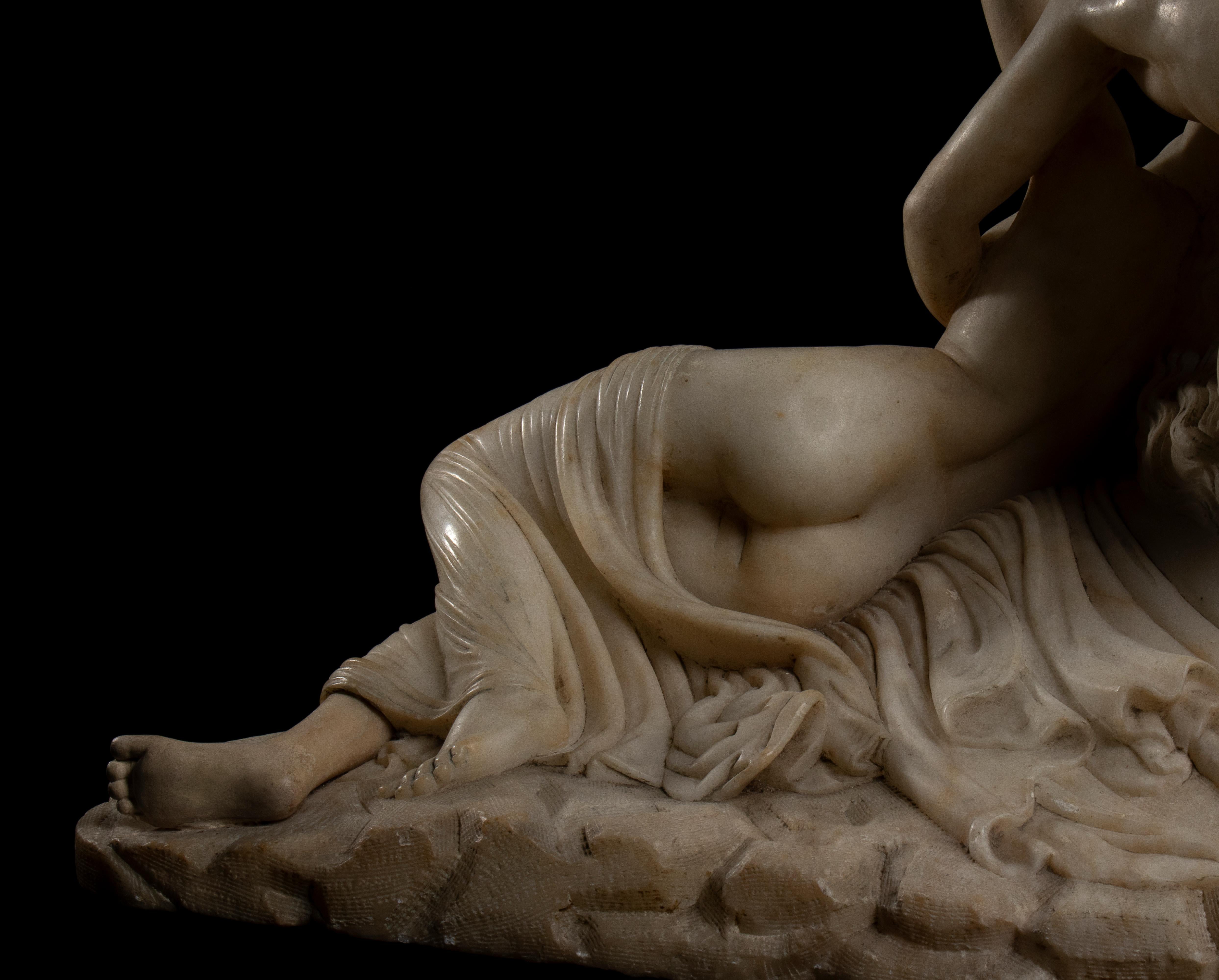 Scultura in marmo alabastro bianco Psiche ravvivata dal bacio di Cupido di A. Canova in vendita 11