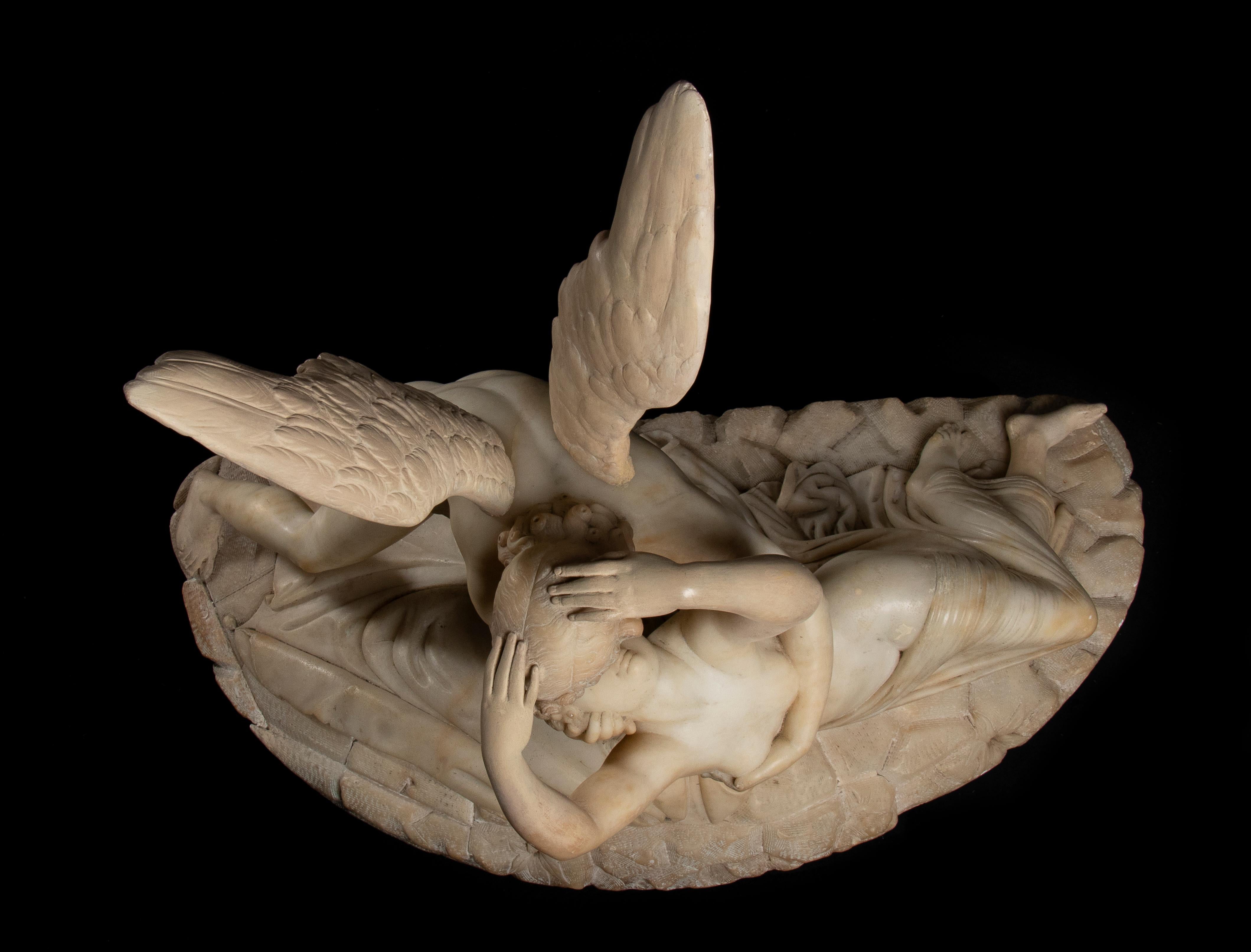 Scultura in marmo alabastro bianco Psiche ravvivata dal bacio di Cupido di A. Canova in vendita 12