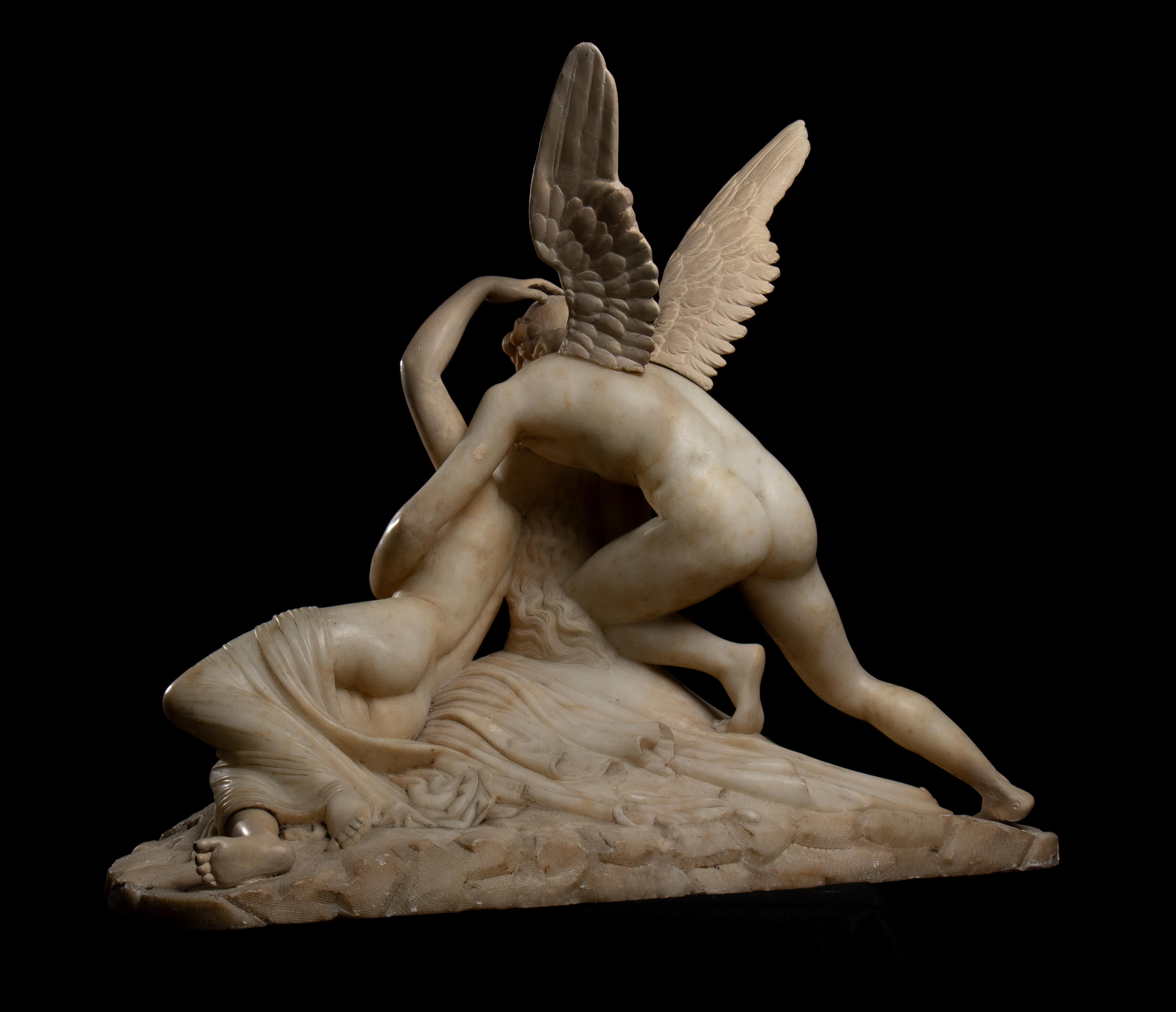 Scultura in marmo alabastro bianco Psiche ravvivata dal bacio di Cupido di A. Canova in vendita 2