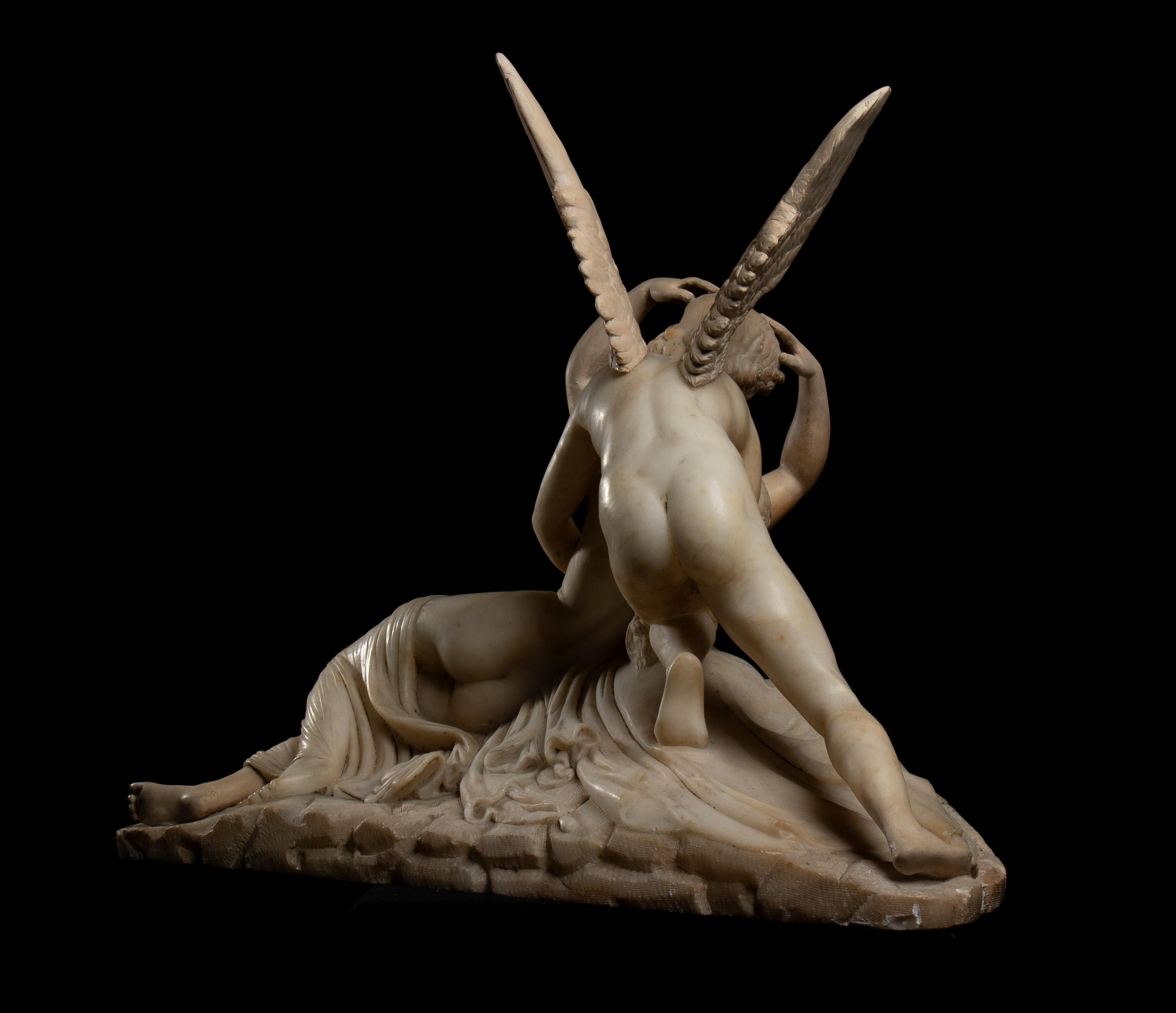 Scultura in marmo alabastro bianco Psiche ravvivata dal bacio di Cupido di A. Canova in vendita 4