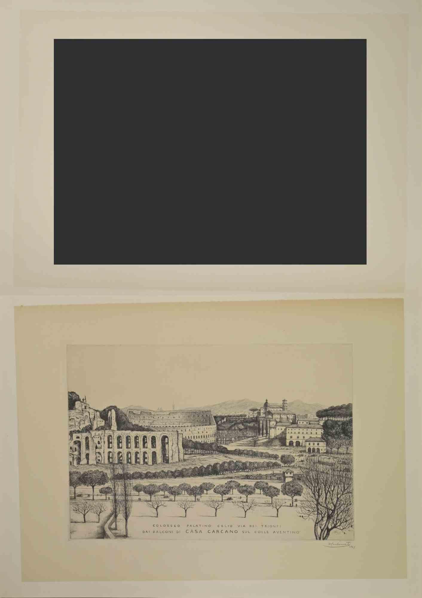 Colosseum - Etching by Antonio Carbonati - 1947 For Sale 1