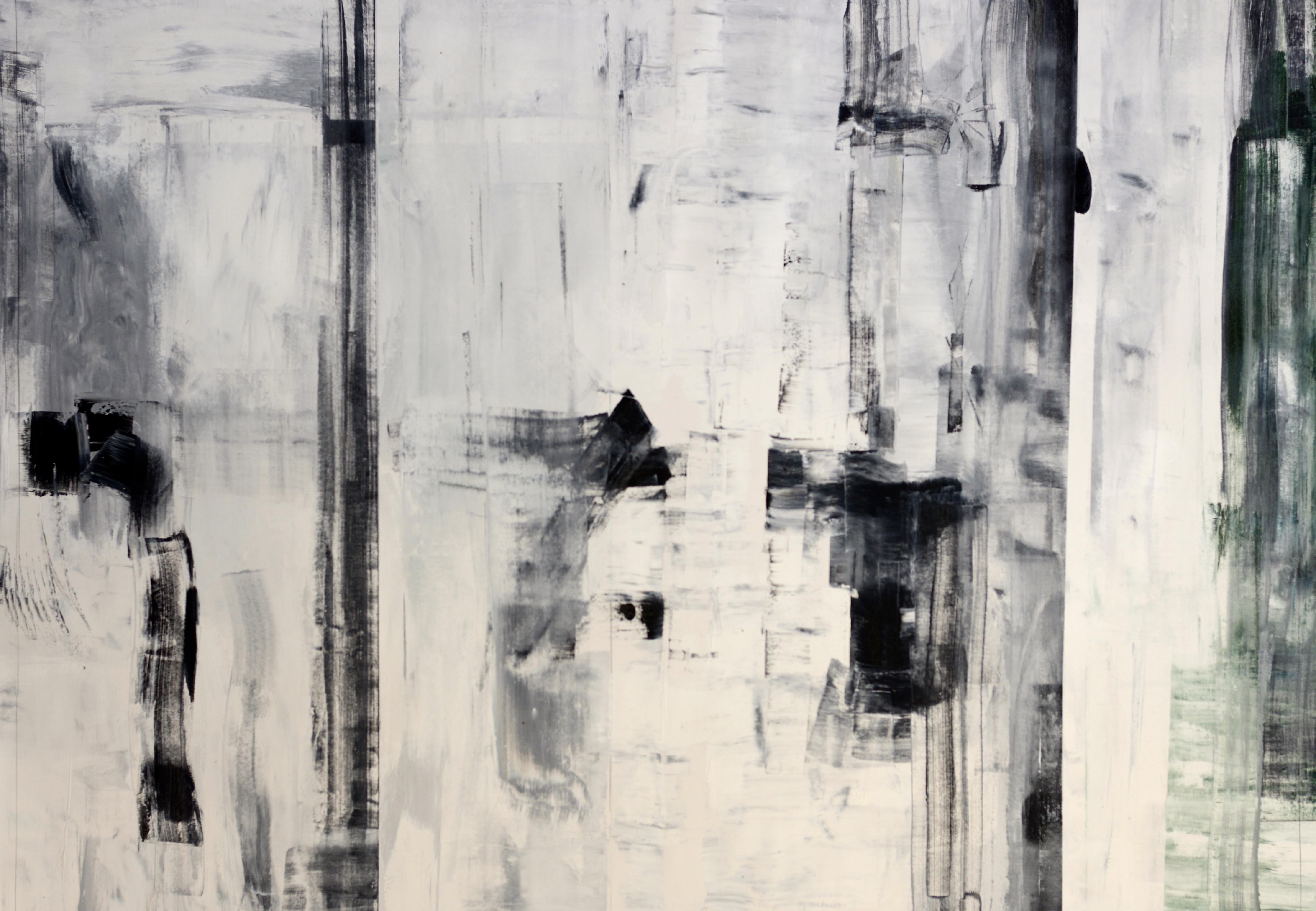 Parole nascoste in un bel cuore - Abstract Painting Grigio di Antonio Carreno
