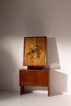 Antonio Cassi Ramelli, Barschrank mit zwei Körpern aus Holz und Messing, Italien 1950er Jahre