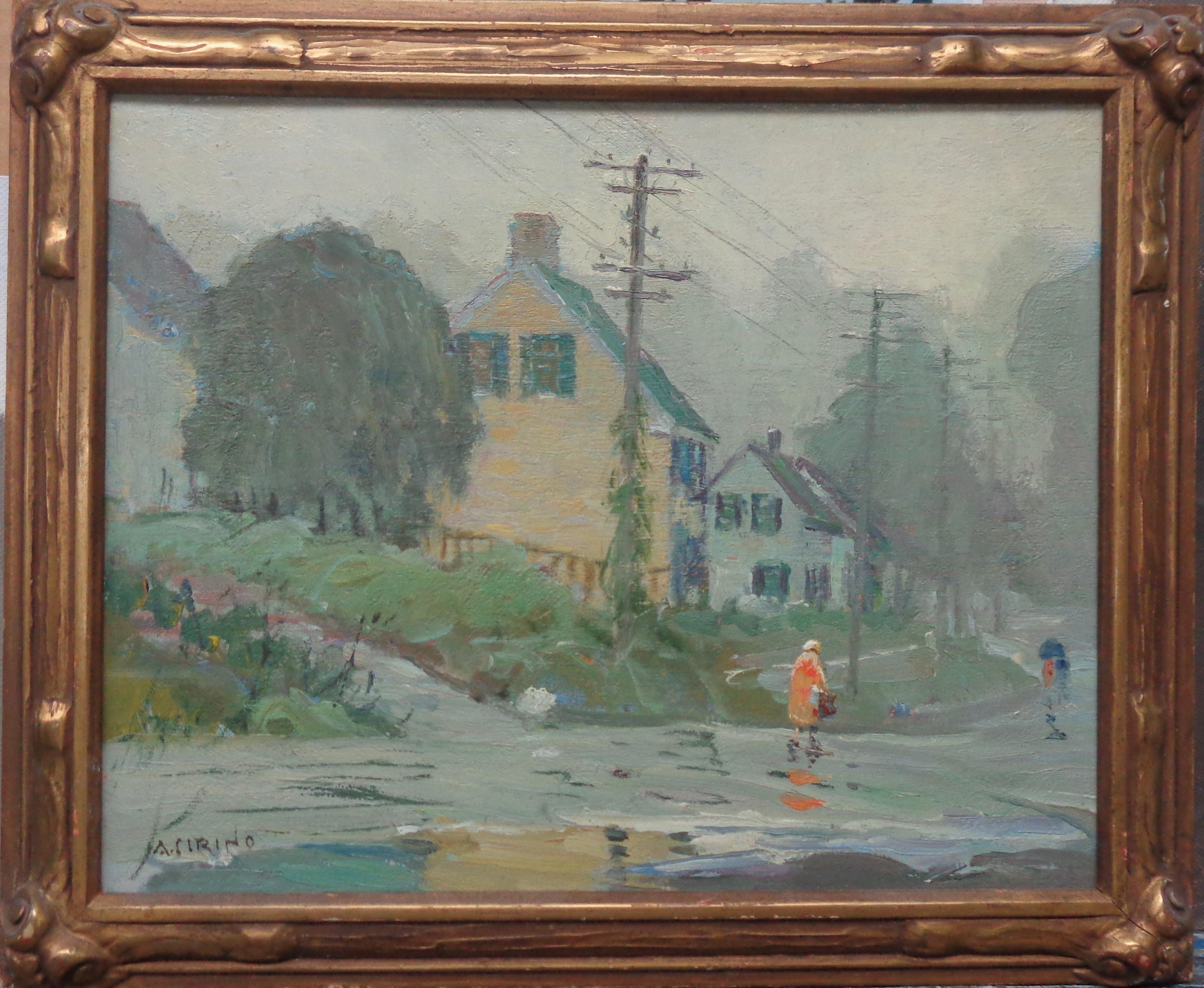 Here is a very beautiful and unique painting on paper panel by Antonio Cirino . The painting is is good shape ready to hang and the original frame shows some age. Image measures 8 x 10. Cirino was a member of both the Salmagundi Club and Rockport