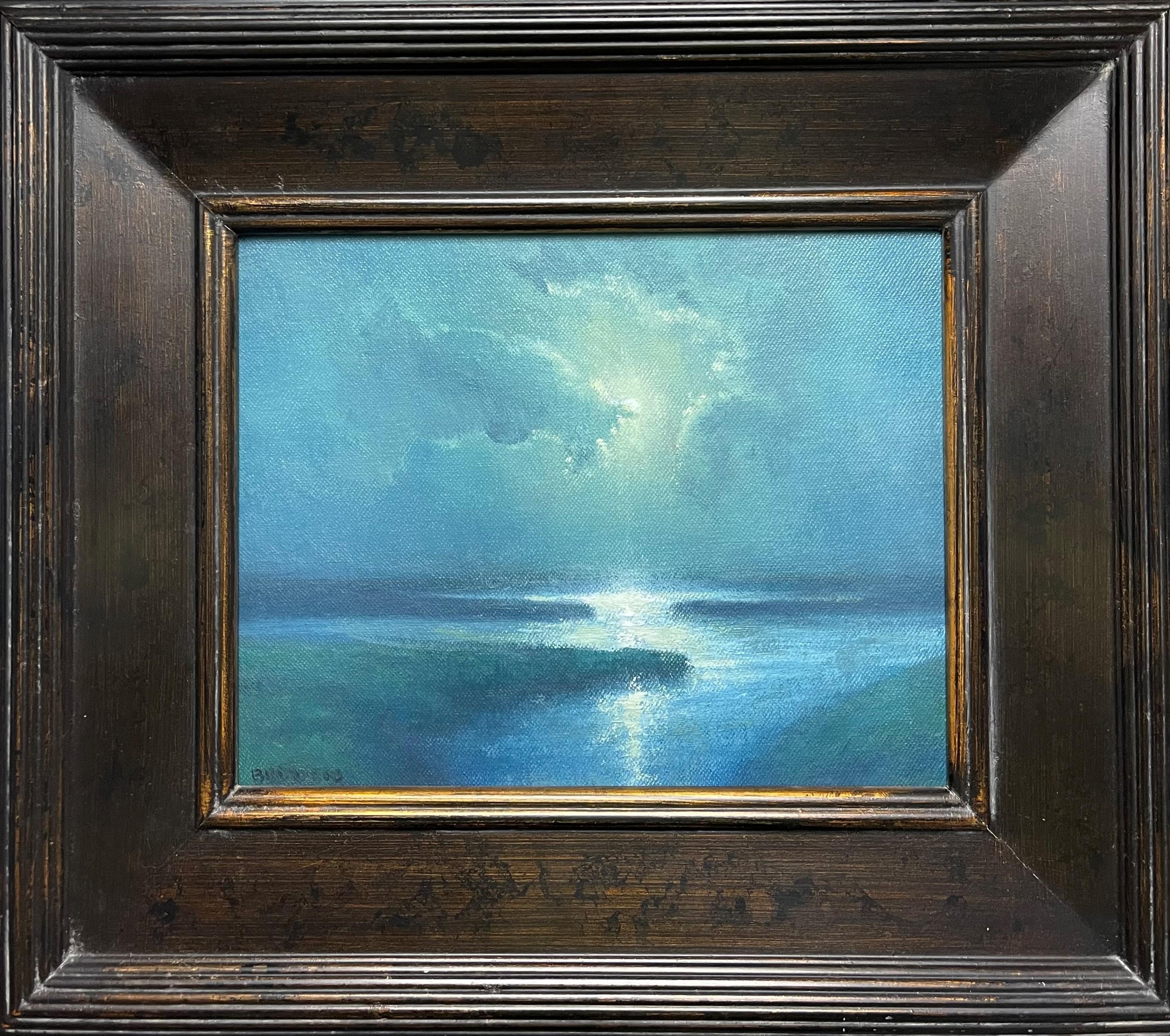 Antonio Cirino Landscape Painting -  Seascape Oil Painting Award Winning Artist Michael Budden Moonlight Marsh II