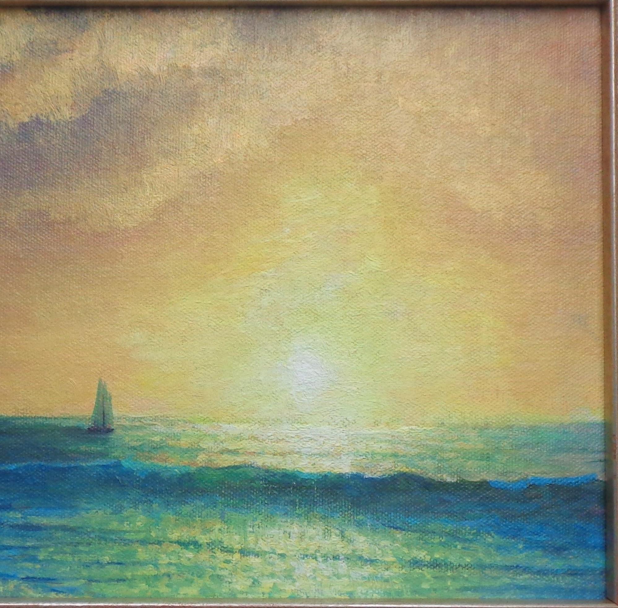 Sunrise Seascape is an oil painting on panel by Chesterfield NJ artist Michael Budden framed in original frame.. Image is 8 x 12 unframed.
ARTIST'S STATEMENT
I have been in the art business as an artist and dealer since the early 80's. Almost 40