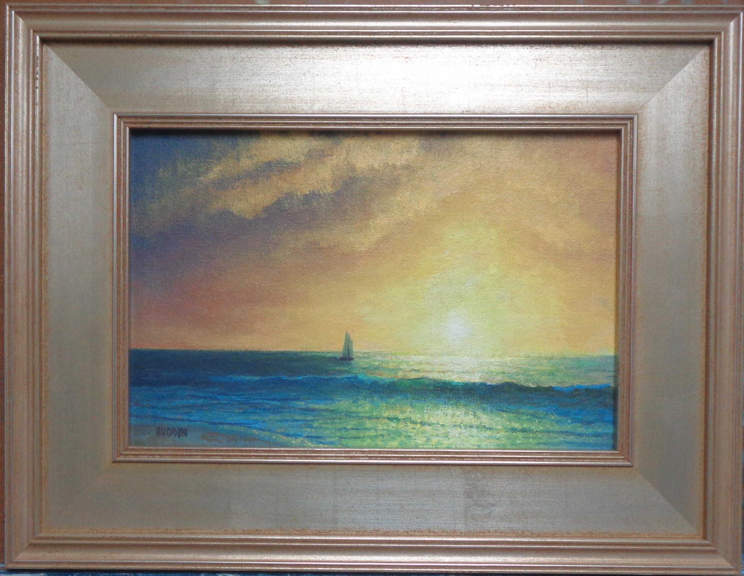Paisaje marino al amanecer Pintura al óleo del galardonado artista Michael Budden