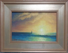 Antique Sunrise Seascape Oil Painting by Award Winning Artist Michael Budden