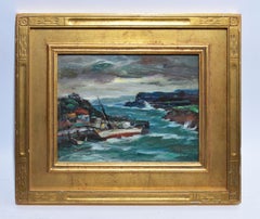 "The Summer Storm" New England Harbor Oil Painting by Antonio Cirino