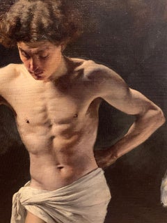 Dipinto accademico italienisch figurativo ritratto maschile fine del XIX secolo