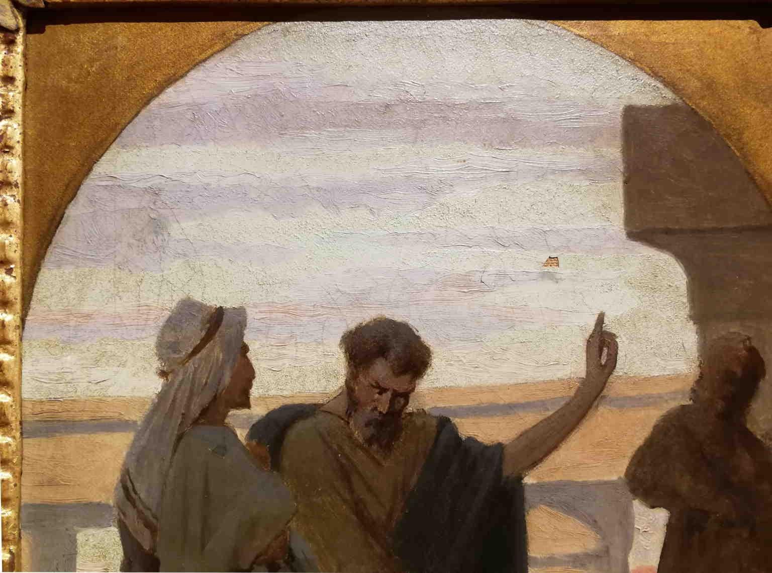 Dipinto religioso storico purista figurativo del XIX secolo toscano - Marron Figurative Painting par Antonio Ciseri