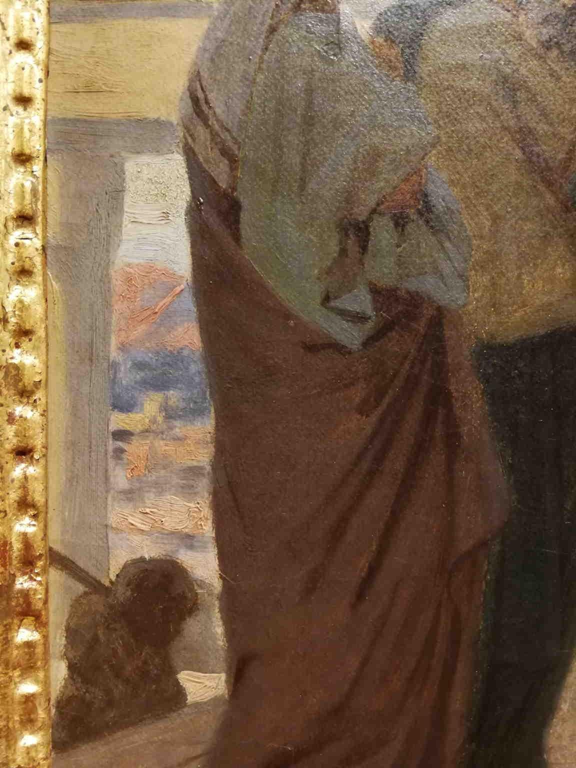 Ce petit diptyque (huile sur tela, 35 x 24,5 cm ; avec corniche en cuir doré 38,5 x 28 cm) illustre un épisode de la vie de saint Pierre tel qu'il est rapporté par les Atti degli Apostoli, ainsi que la guérison miraculeuse d'Enea, paralysé depuis