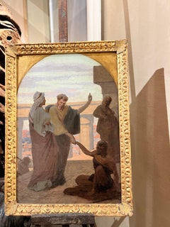 Dipinto religioso storico purista figurativo del XIX secolo toscano