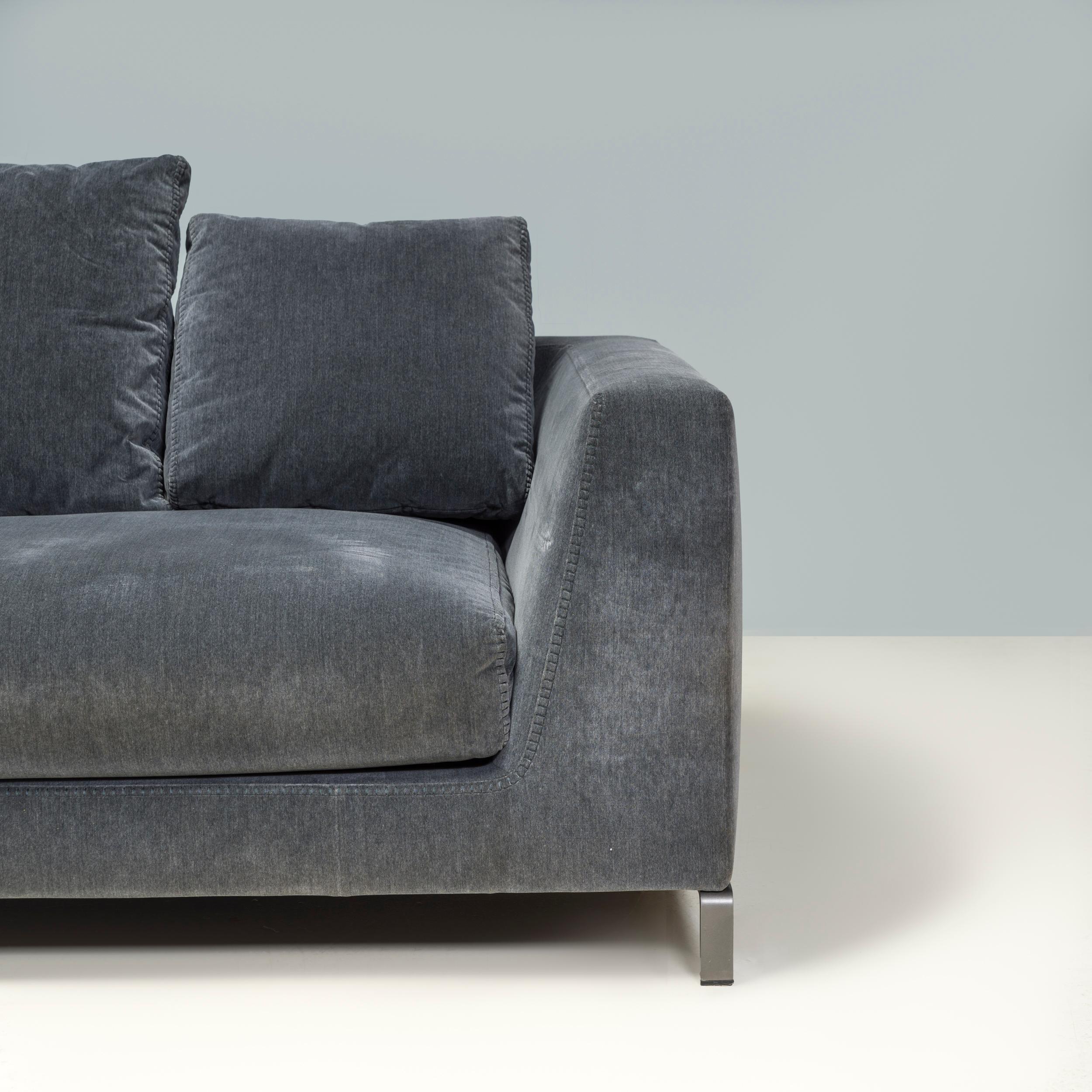  B&B Italia by Antonio Citterio Grey Ray Velvet Corner Sofa In Good Condition For Sale In London, GB
