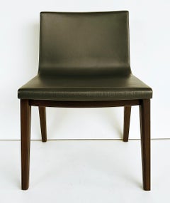 Antonio Citterio "Acanto" Leather Wenge Dining Chairs, Set 6