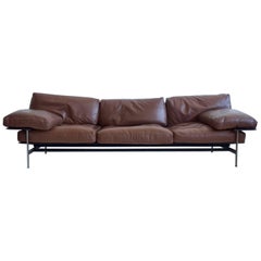 Antonio Citterio and Paolo Nava Brown Leather Sofa, Model Diesis