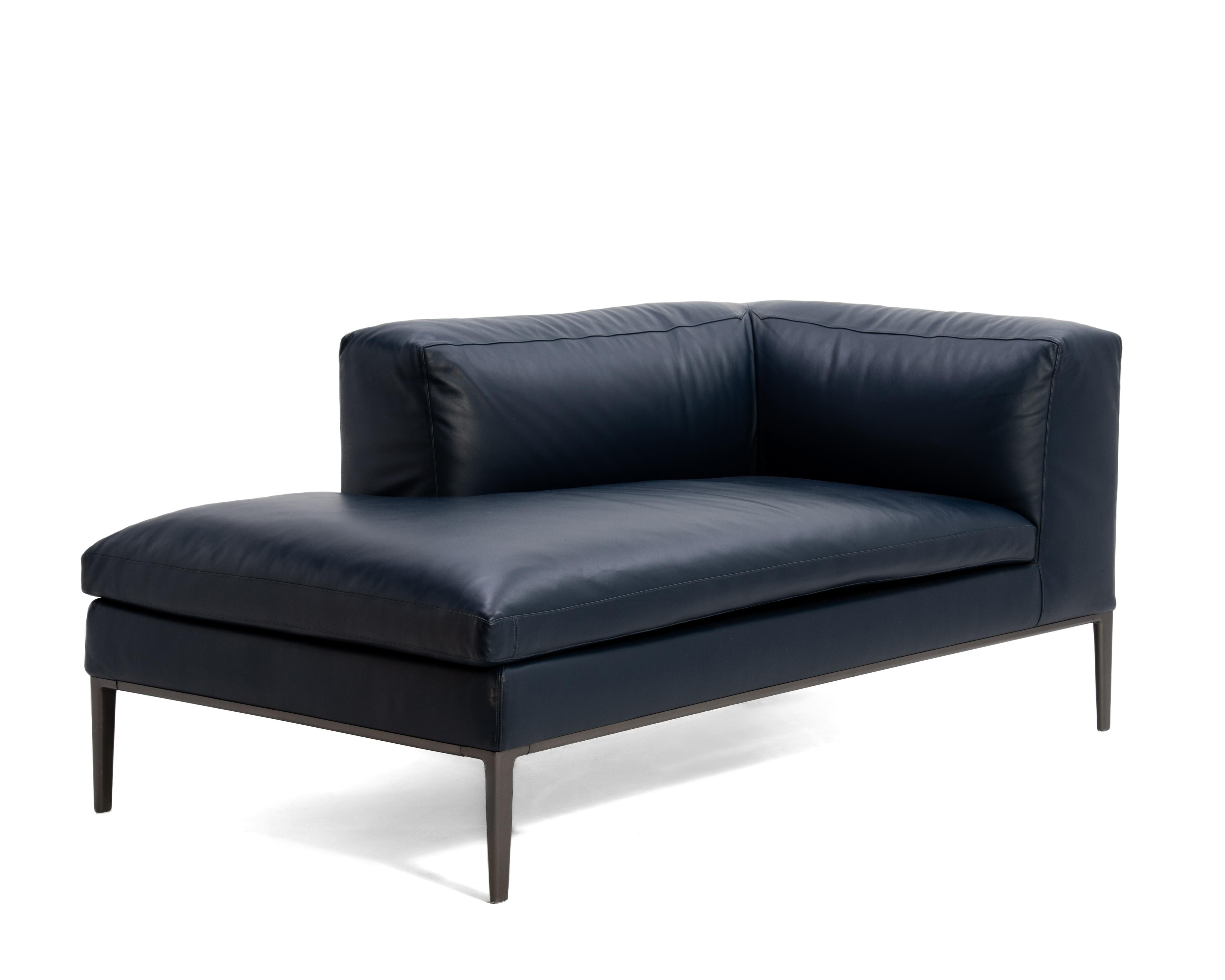 Antonio Citterio B&B Italia Blaues Leder Michel Club Modular 2 Stück Ecksofa im Angebot 3