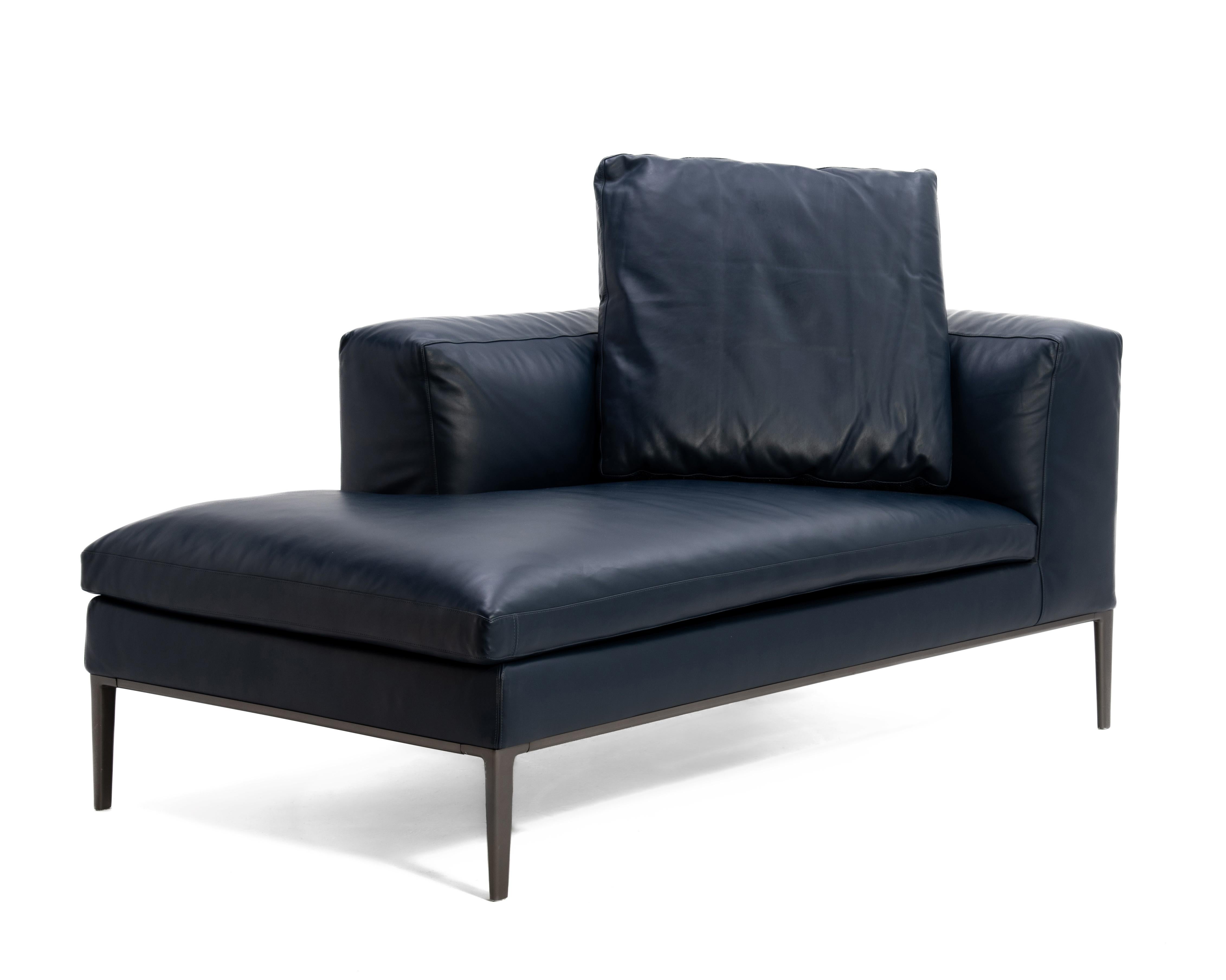 Antonio Citterio B&B Italia Blaues Leder Michel Club Modular 2 Stück Ecksofa im Angebot 4
