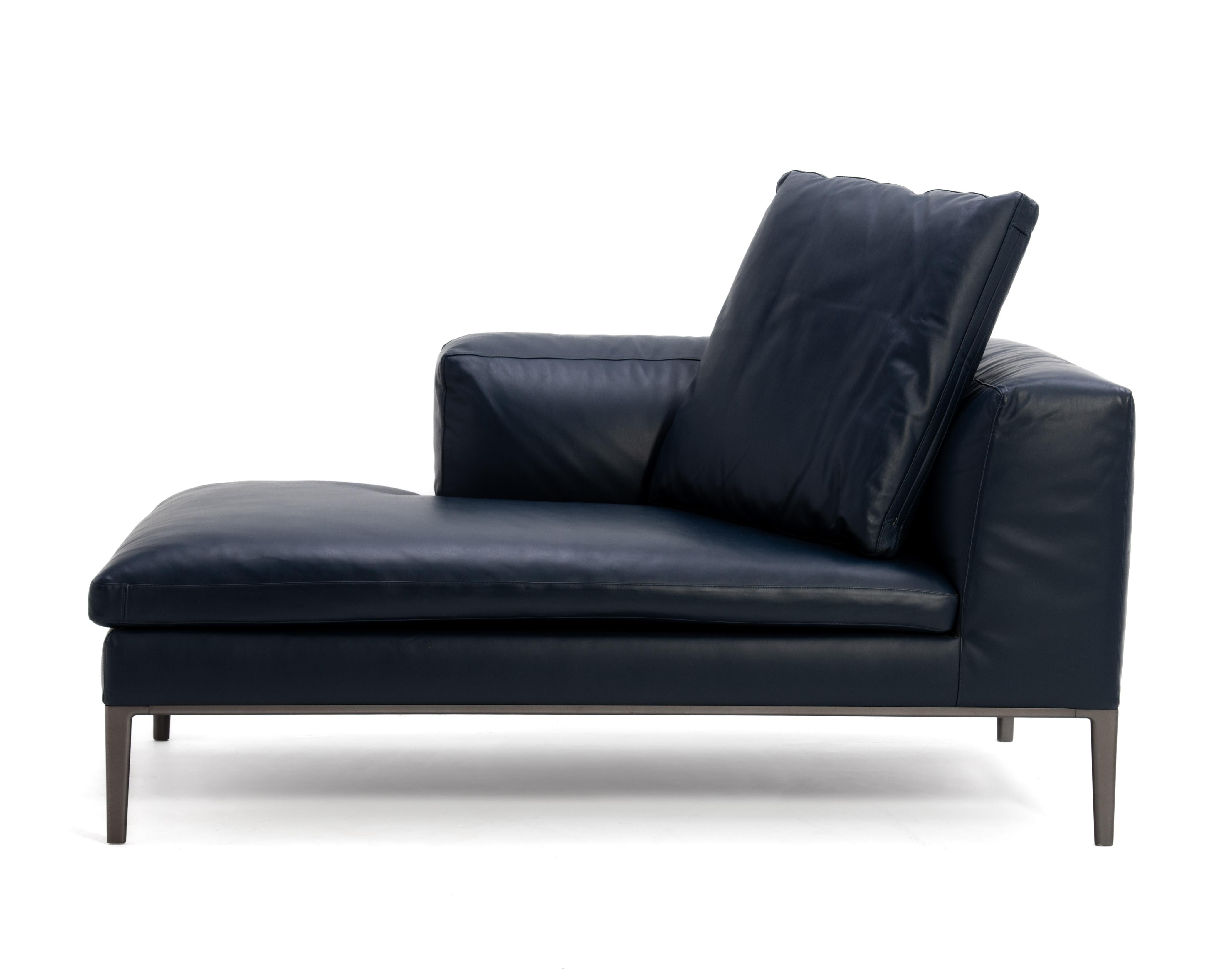 Antonio Citterio B&B Italia Blaues Leder Michel Club Modular 2 Stück Ecksofa im Angebot 5