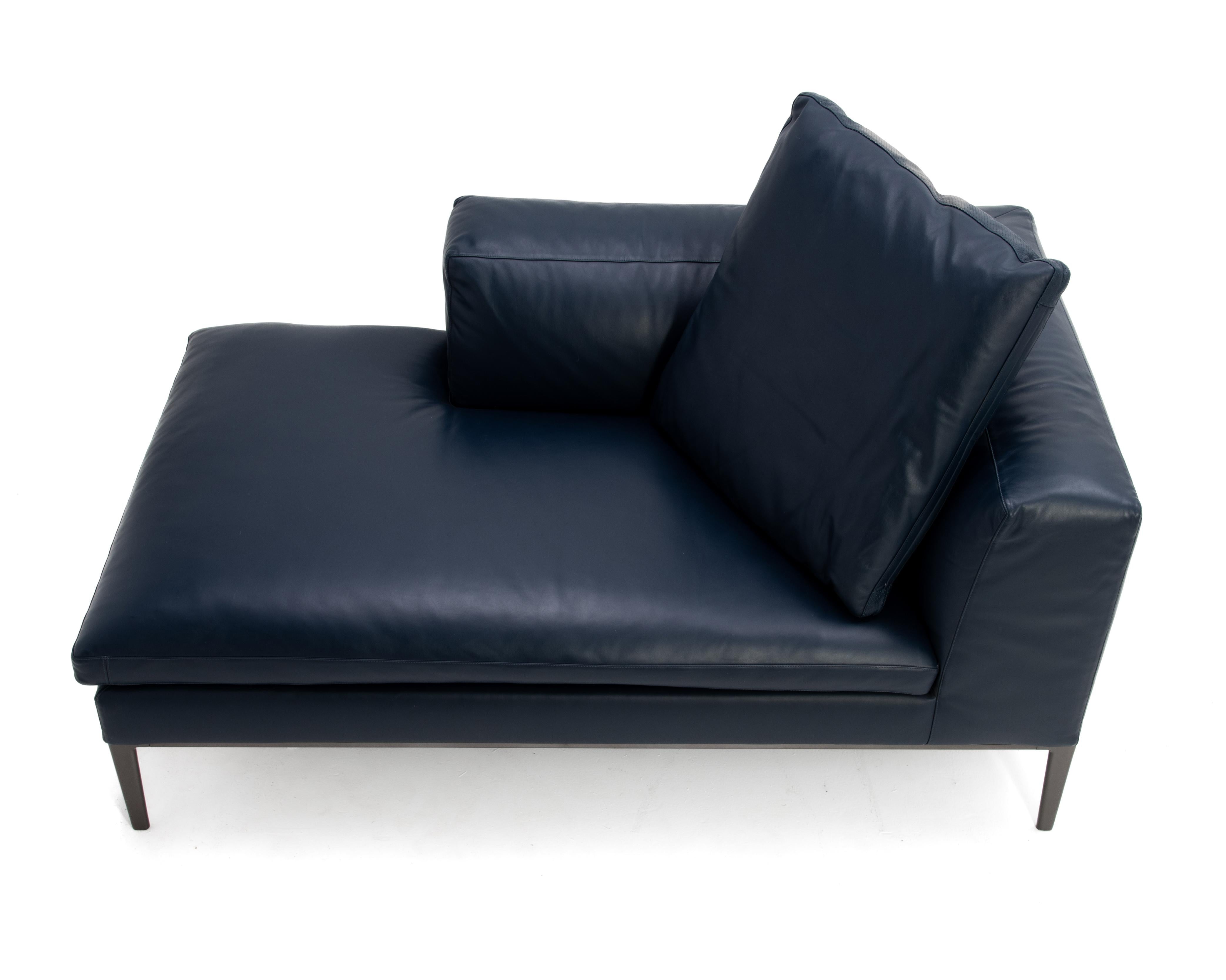 Antonio Citterio B&B Italia Blaues Leder Michel Club Modular 2 Stück Ecksofa im Angebot 9
