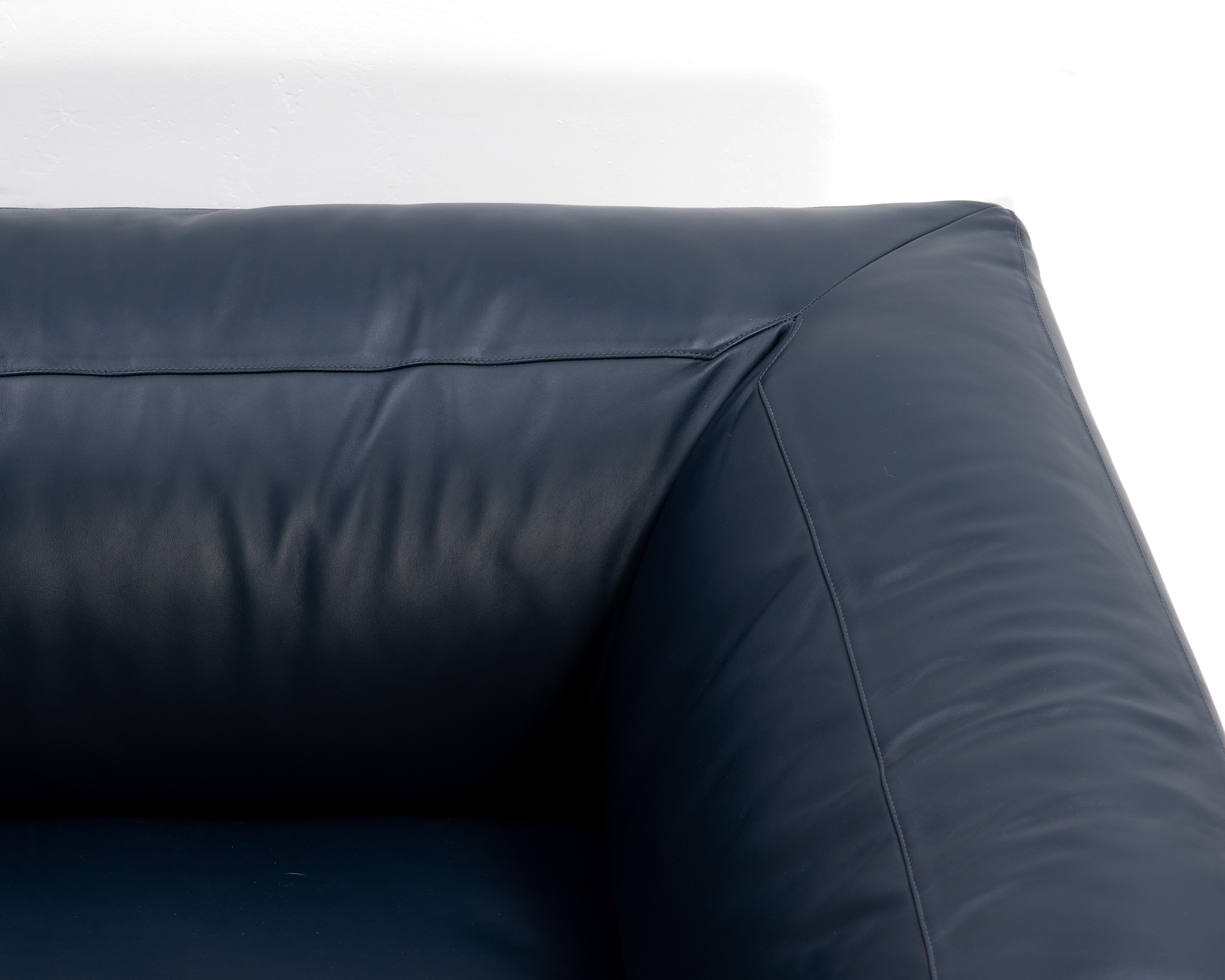 Antonio Citterio B&B Italia Blaues Leder Michel Club Modular 2 Stück Ecksofa im Angebot 6