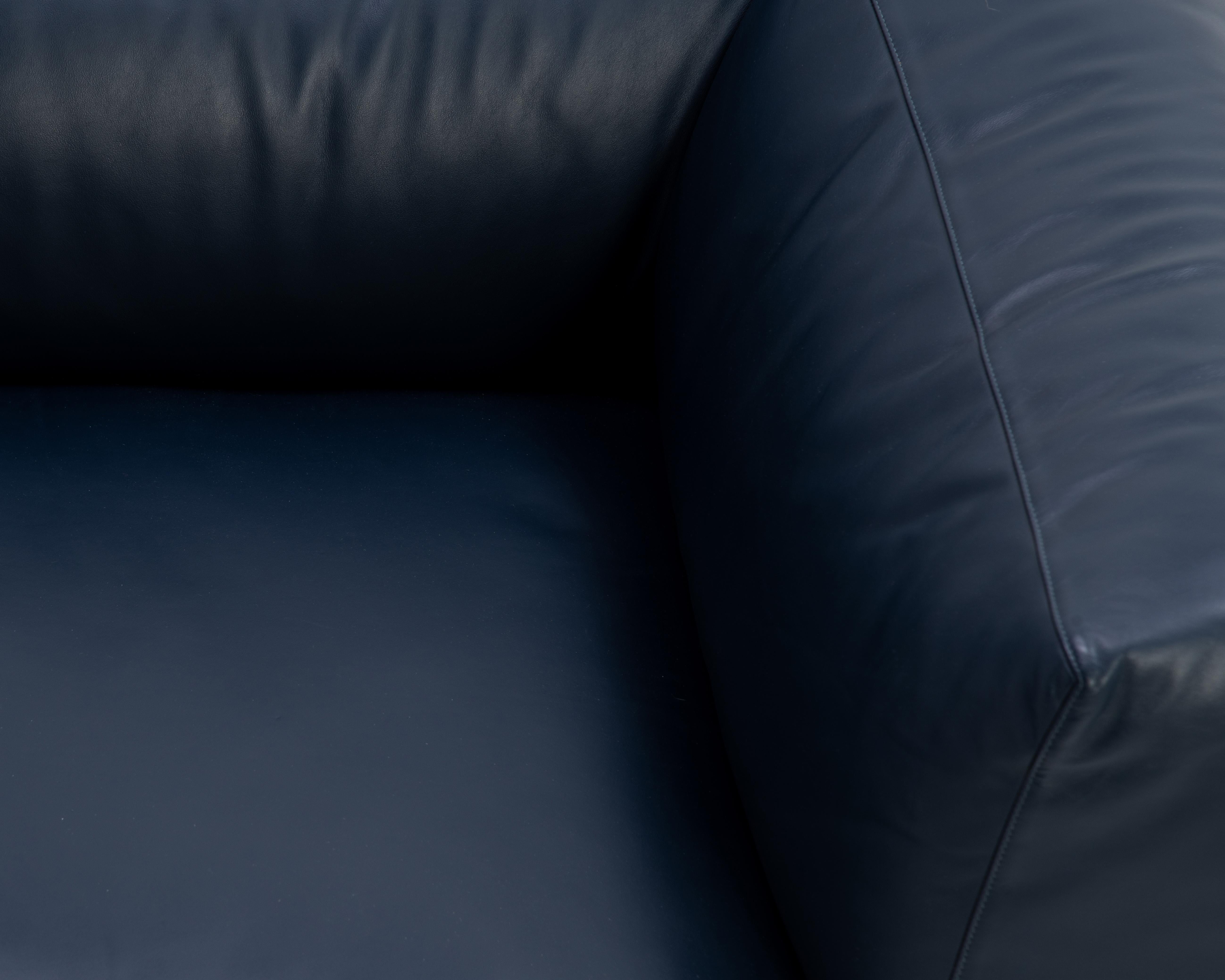 Antonio Citterio B&B Italia Blaues Leder Michel Club Modular 2 Stück Ecksofa im Angebot 7