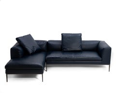 Antonio Citterio B&B Italia Blue Leather Michel Club Modular 2 Piece Corner Sofa