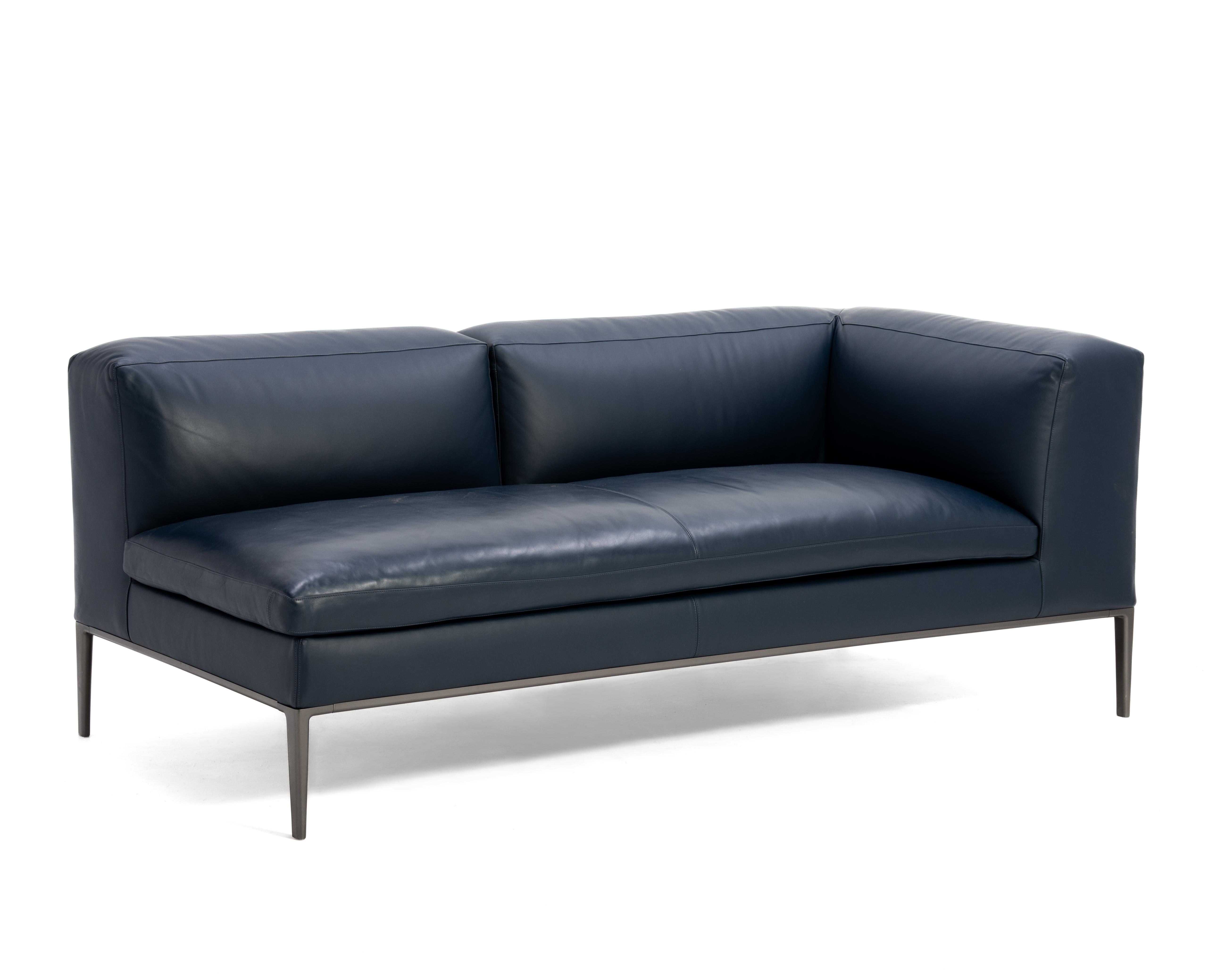 Antonio Citterio B&B Italia Blaues Leder Michel Club Modular 2 Stück Ecksofa (Postmoderne) im Angebot