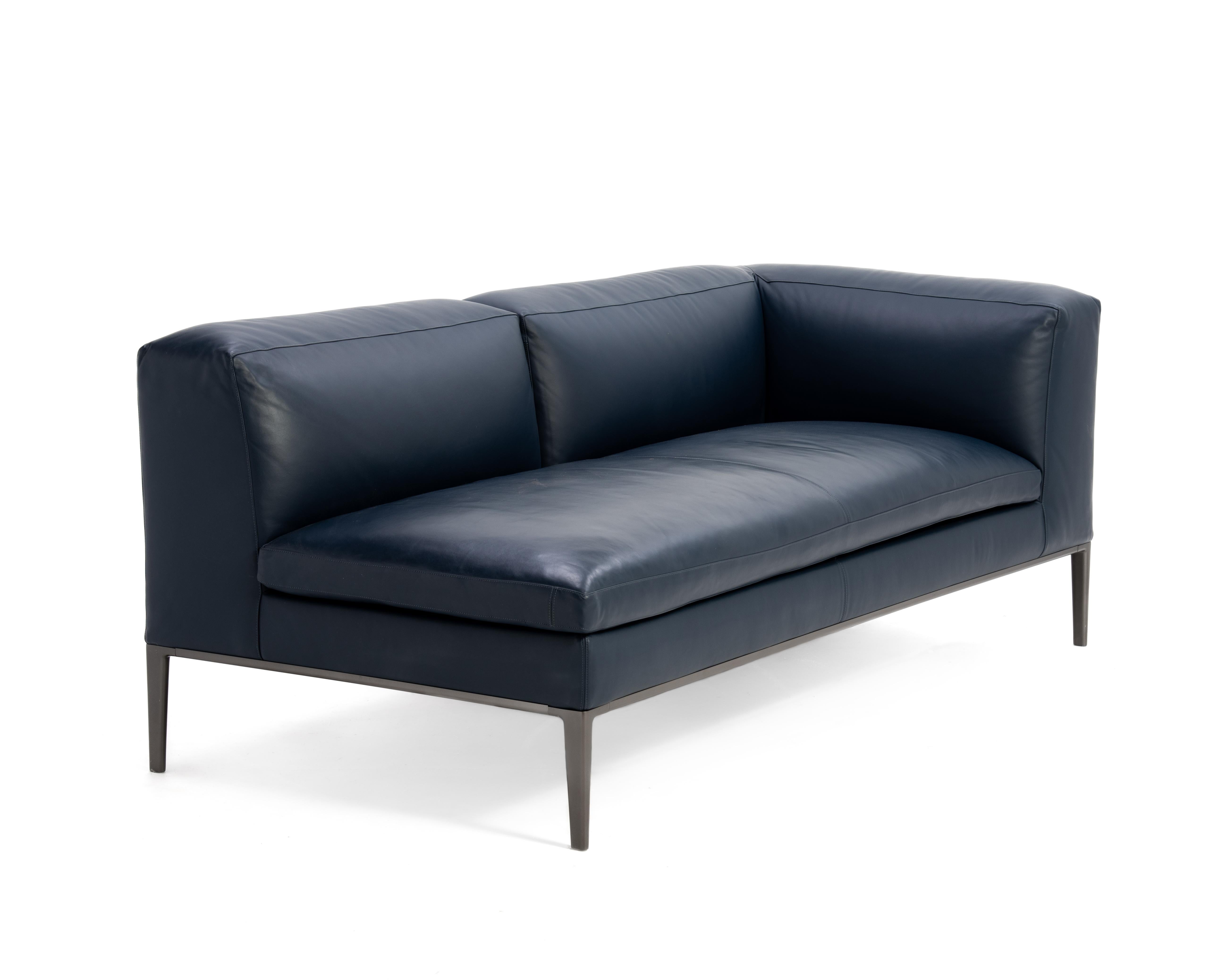 Antonio Citterio B&B Italia Blaues Leder Michel Club Modular 2 Stück Ecksofa (Italienisch) im Angebot