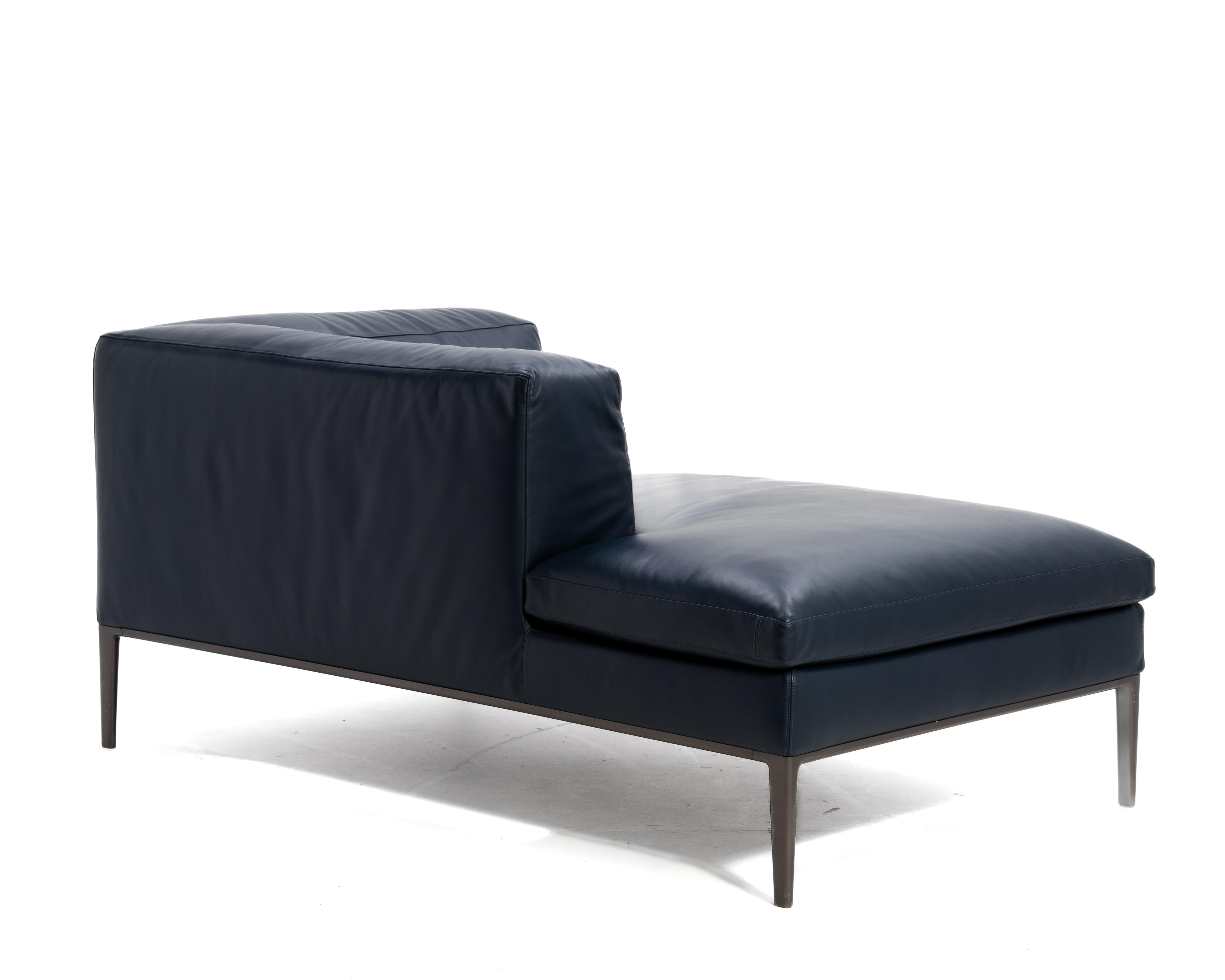 Antonio Citterio B&B Italia Blaues Leder Michel Club Modular 2 Stück Ecksofa im Angebot 1