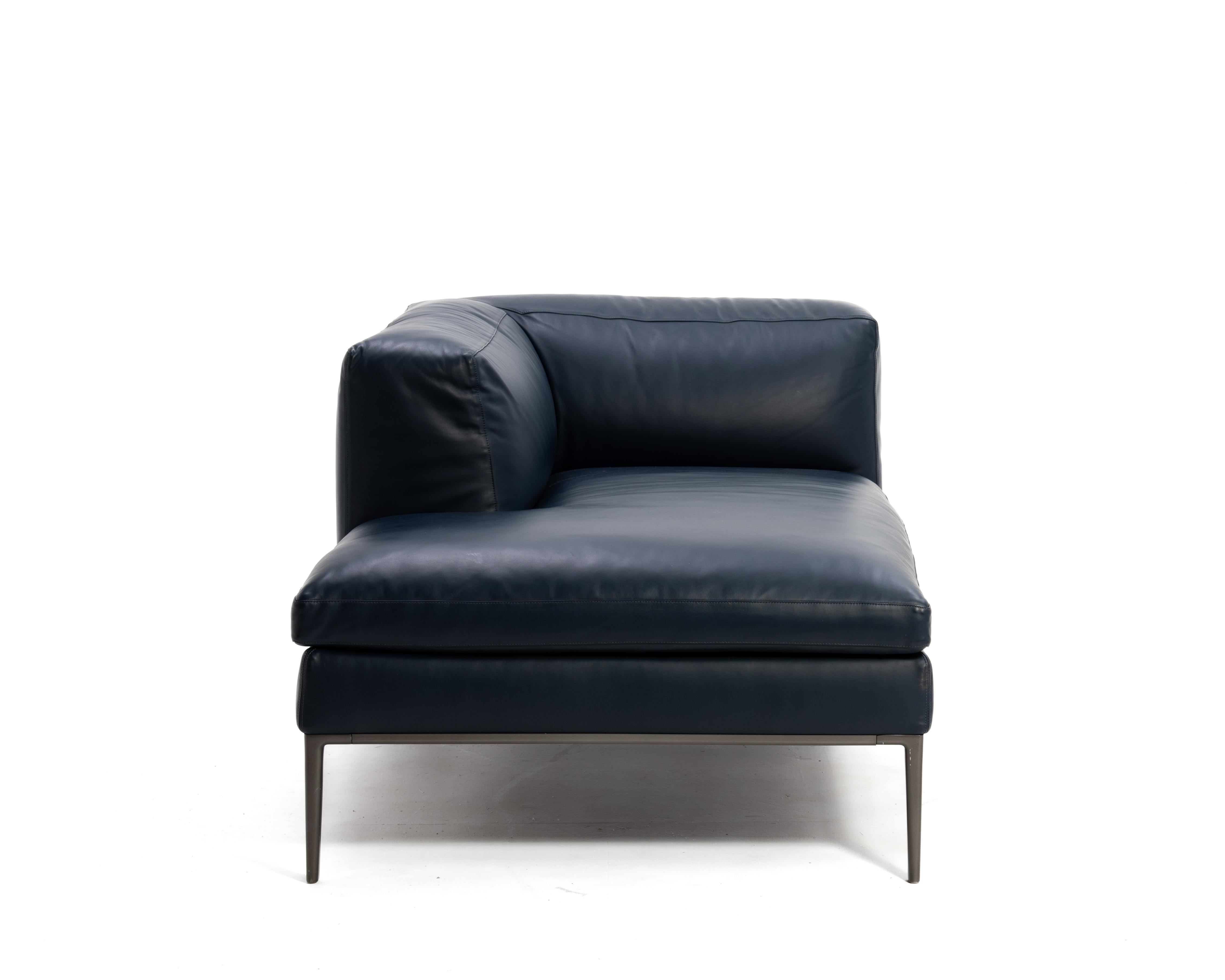 Antonio Citterio B&B Italia Blaues Leder Michel Club Modular 2 Stück Ecksofa im Angebot 2